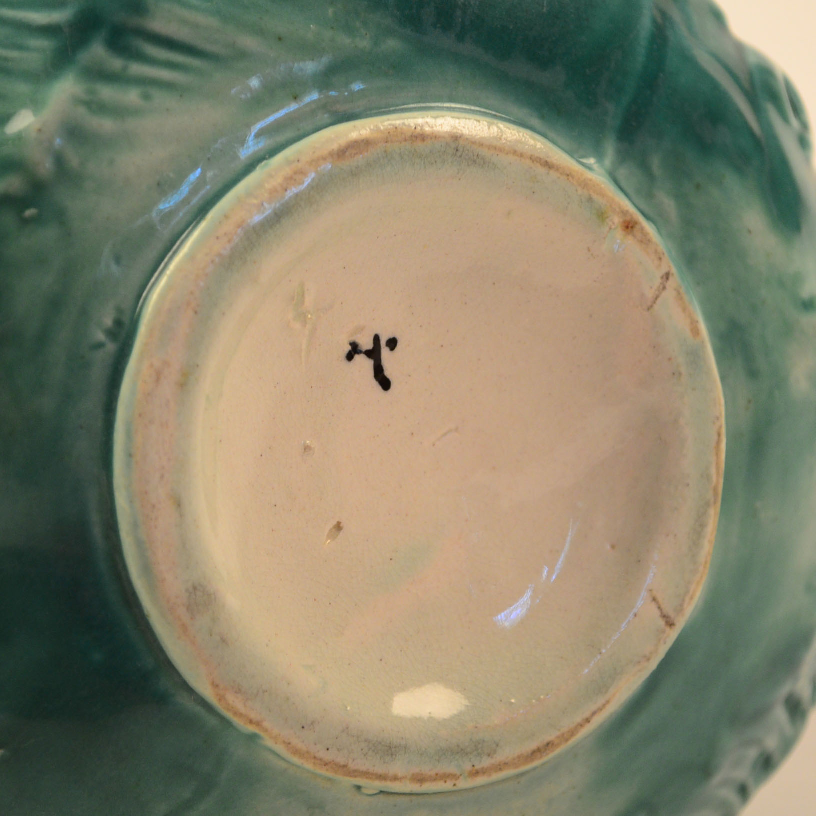 Majolica Hand-Painted Fish and Shell Ceramic Pitcher