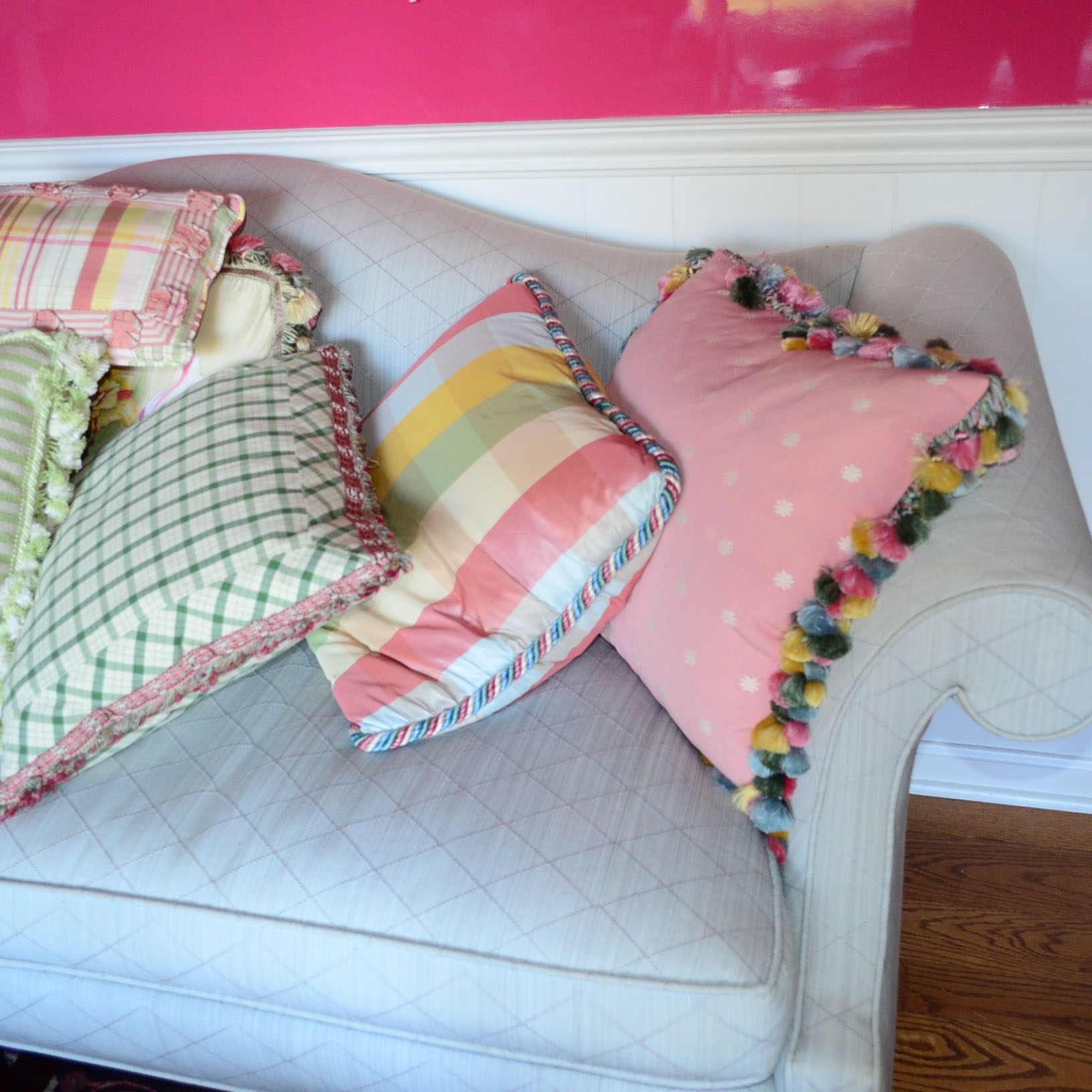 Aqua Cushion Sofa With 9 Pillows