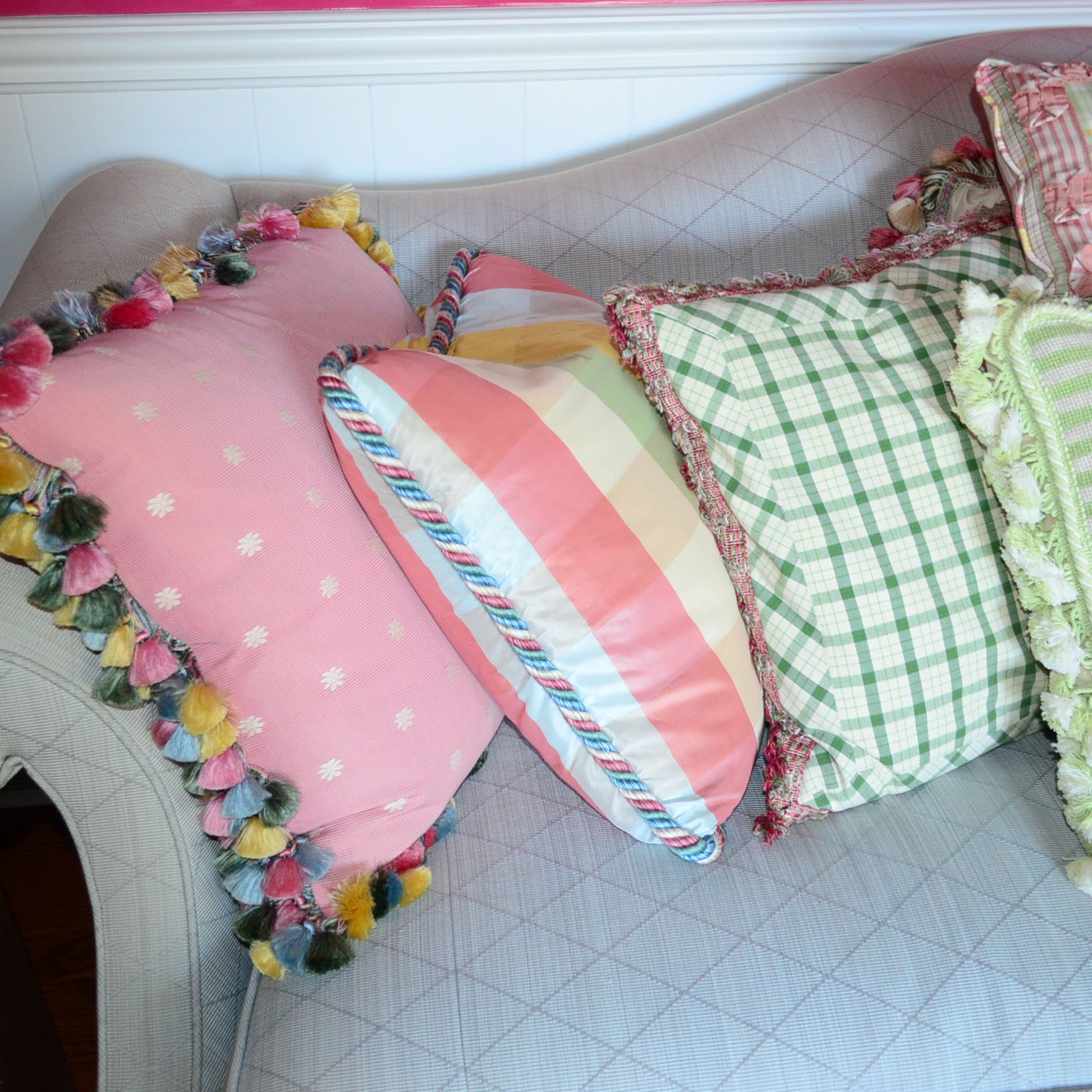 Aqua Cushion Sofa With 9 Pillows