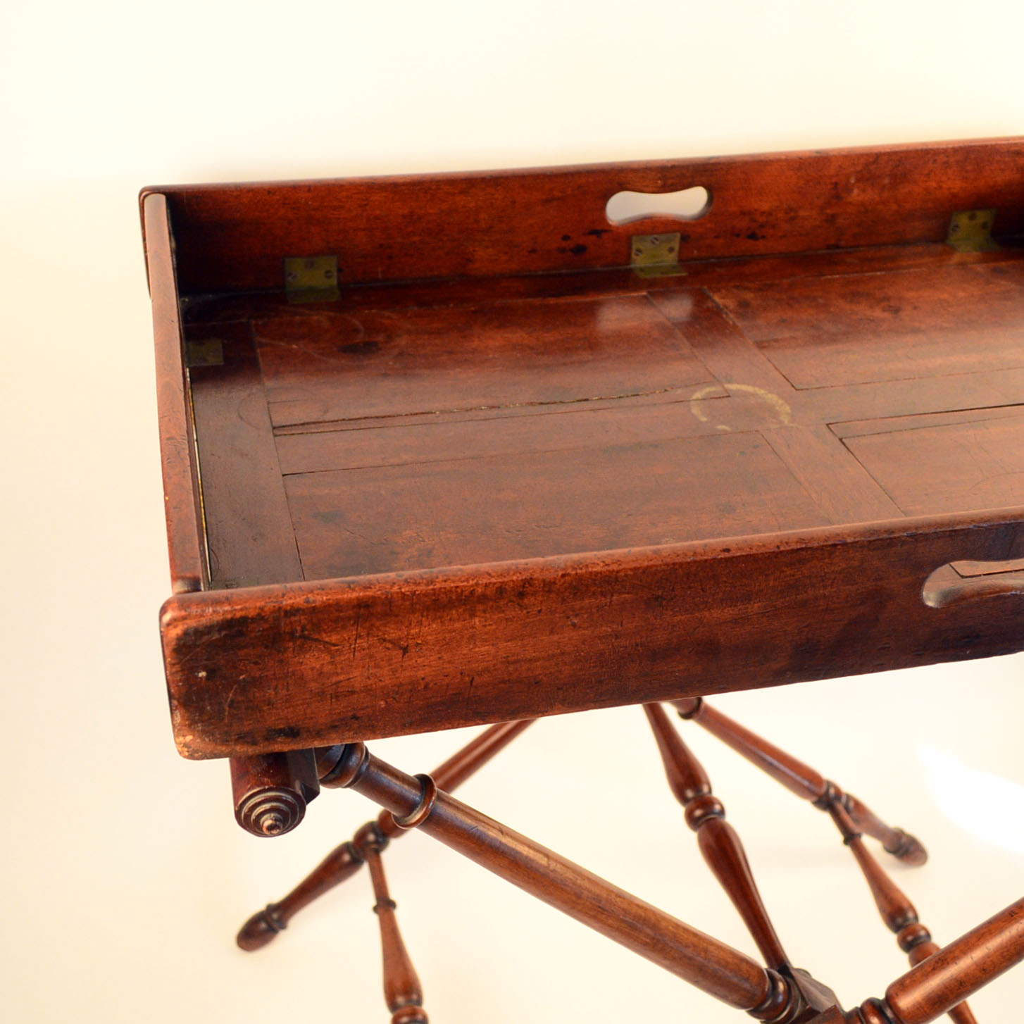 Vintage Wooden Butler's Serving Tray Table and Folding Stand