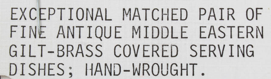 Pair of Middle Eastern Gilt Brass Serving Dishes