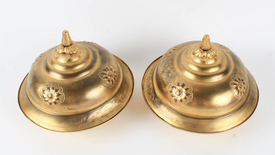 Pair of Middle Eastern Gilt Brass Serving Dishes