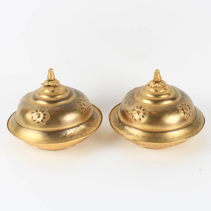 Pair of Middle Eastern Gilt Brass Serving Dishes