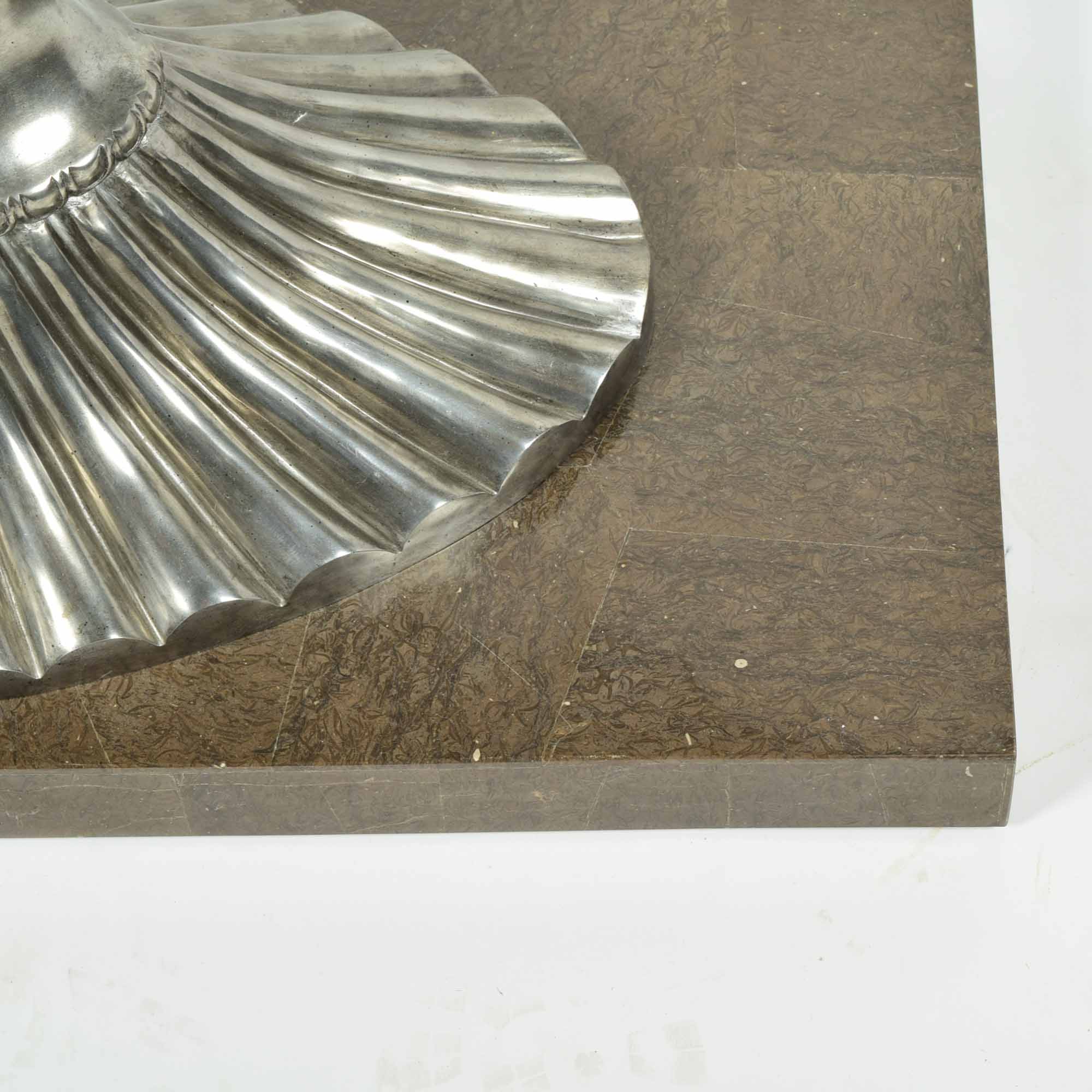 Rococo Style Glass Top Wrought Iron and Brass Console Table