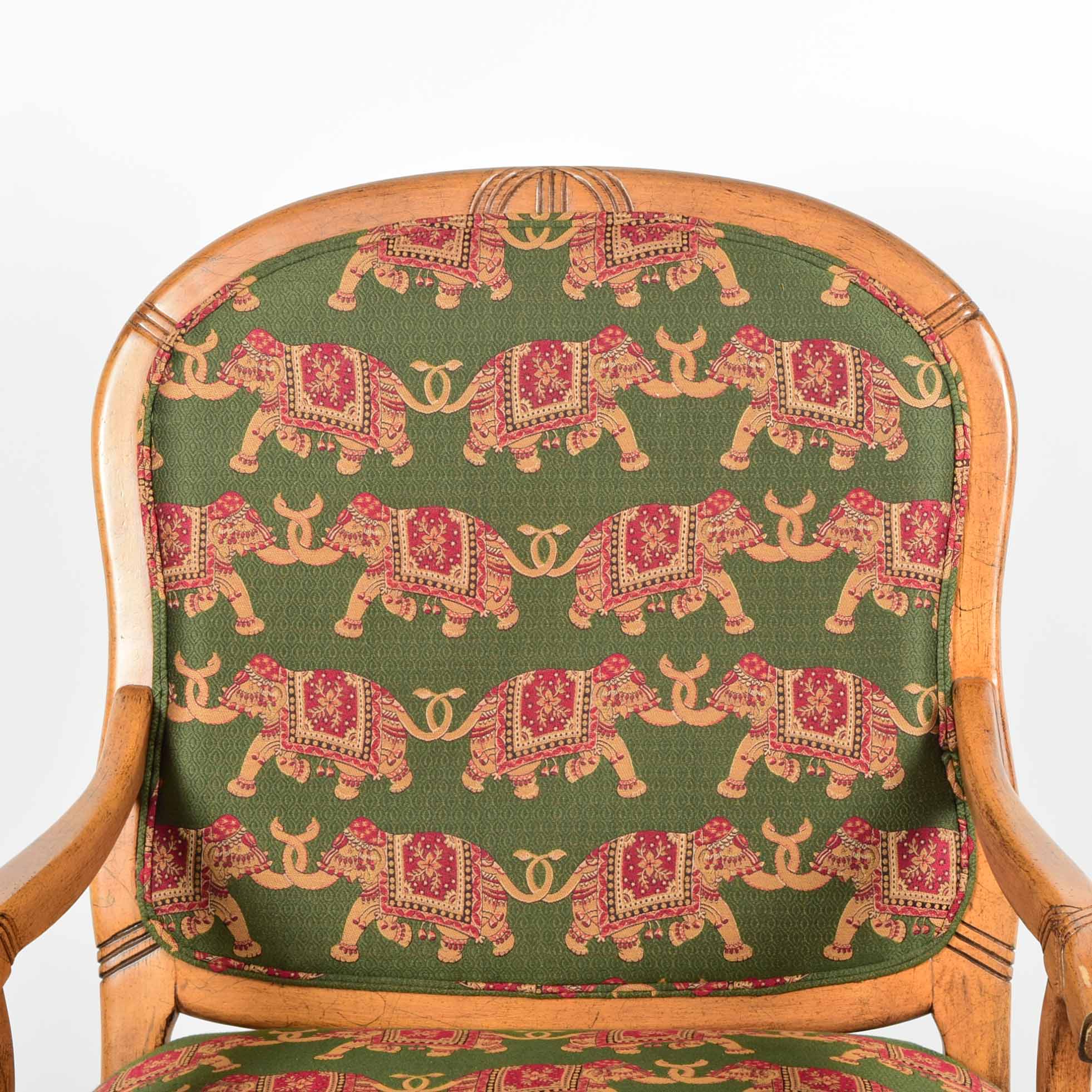 Updated Louis XV Style Upholstered Arm Chair