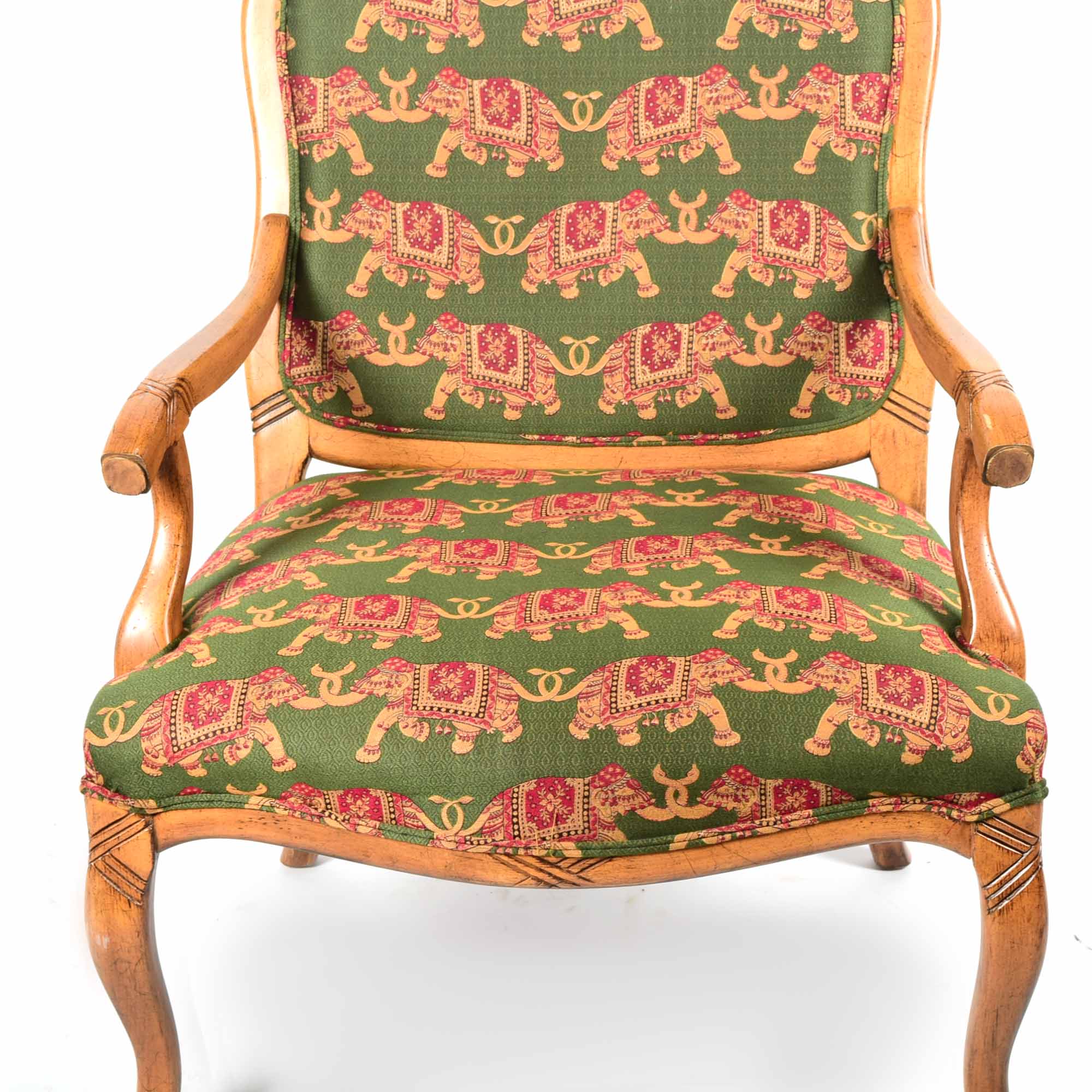 Updated Louis XV Style Upholstered Arm Chair