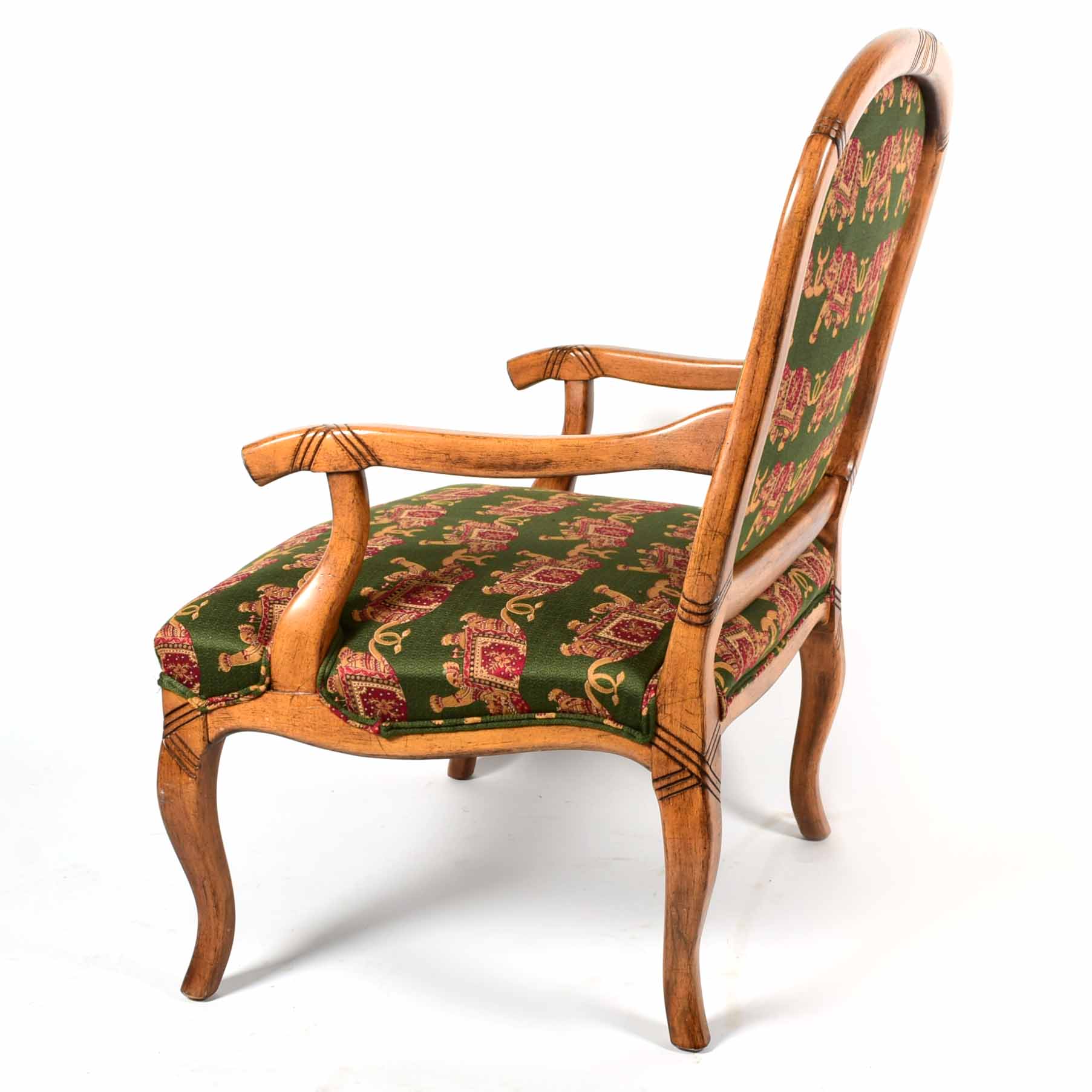 Updated Louis XV Style Upholstered Arm Chair