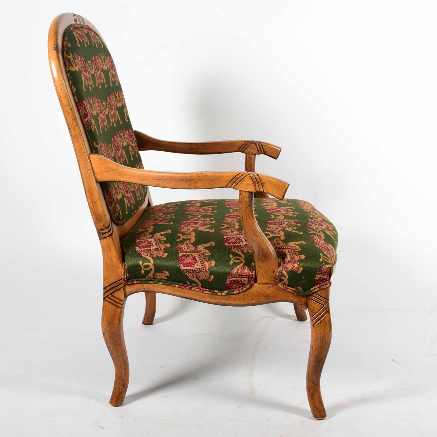 Updated Louis XV Style Upholstered Arm Chair