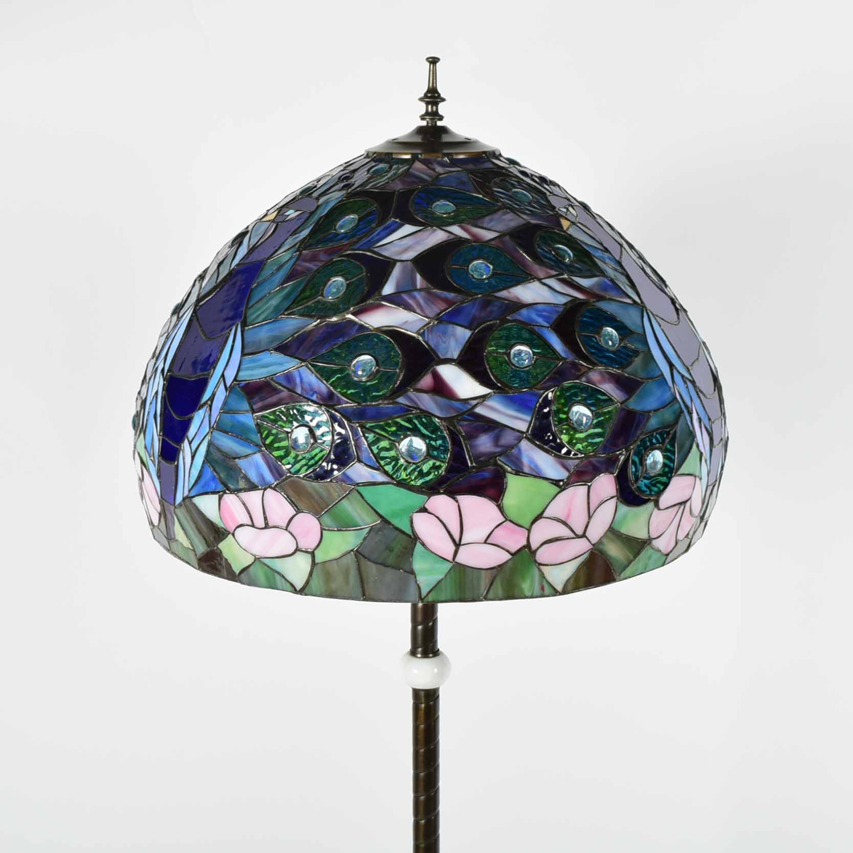 Tiffany Style Peacock Stained Glass Floor Lamp