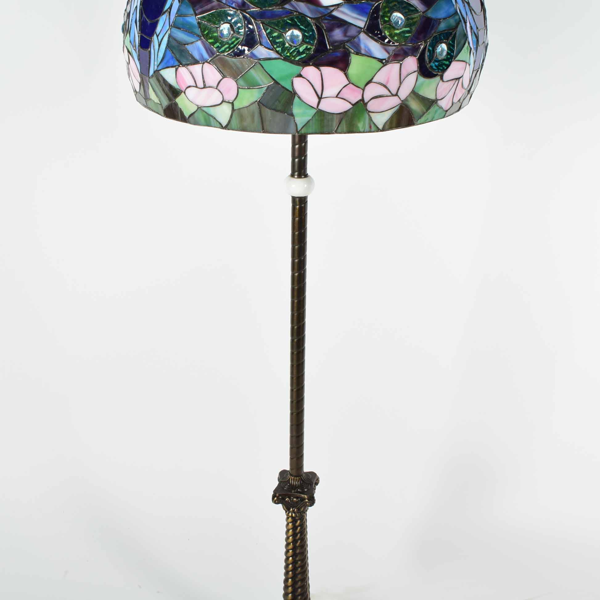 Tiffany Style Peacock Stained Glass Floor Lamp