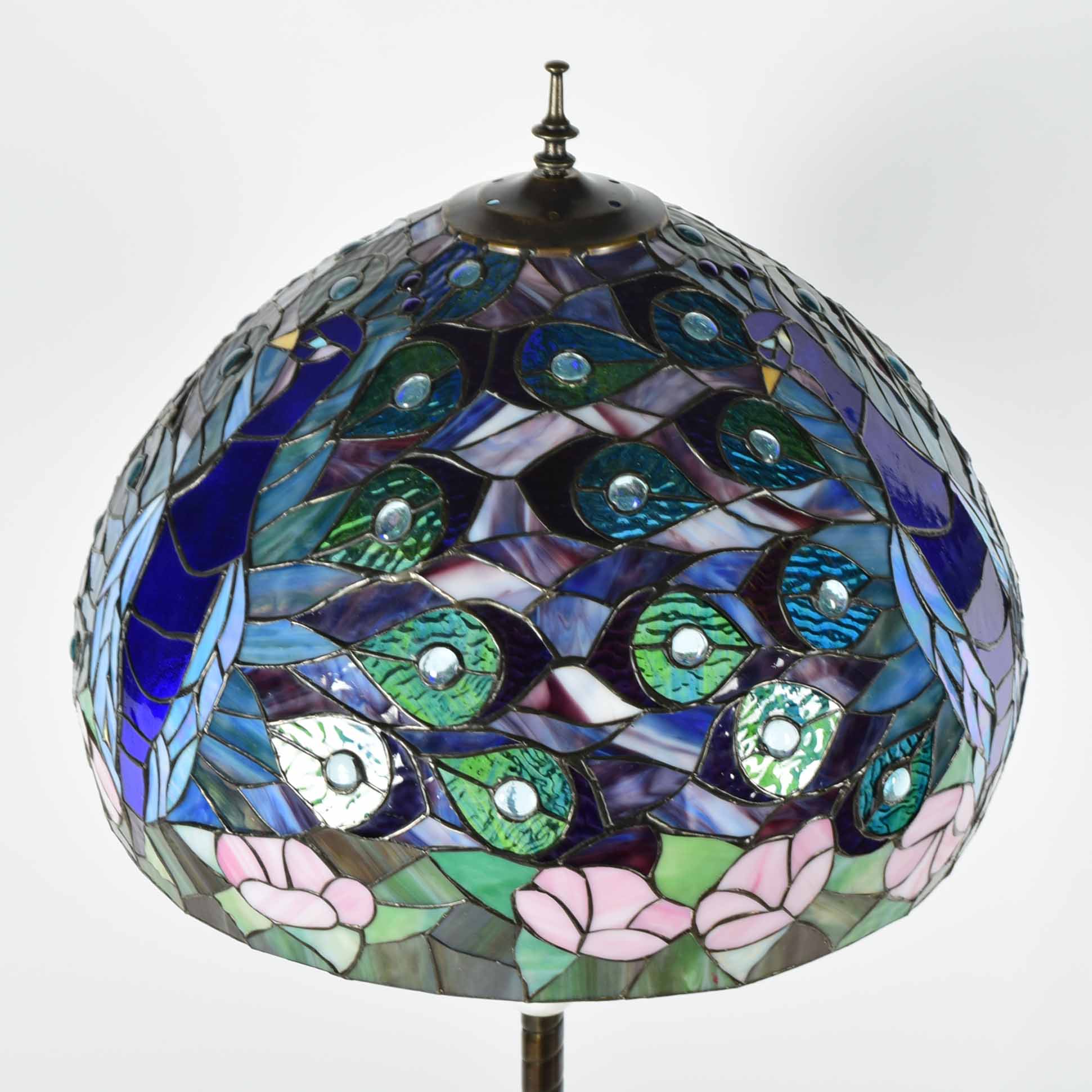 Tiffany Style Peacock Stained Glass Floor Lamp