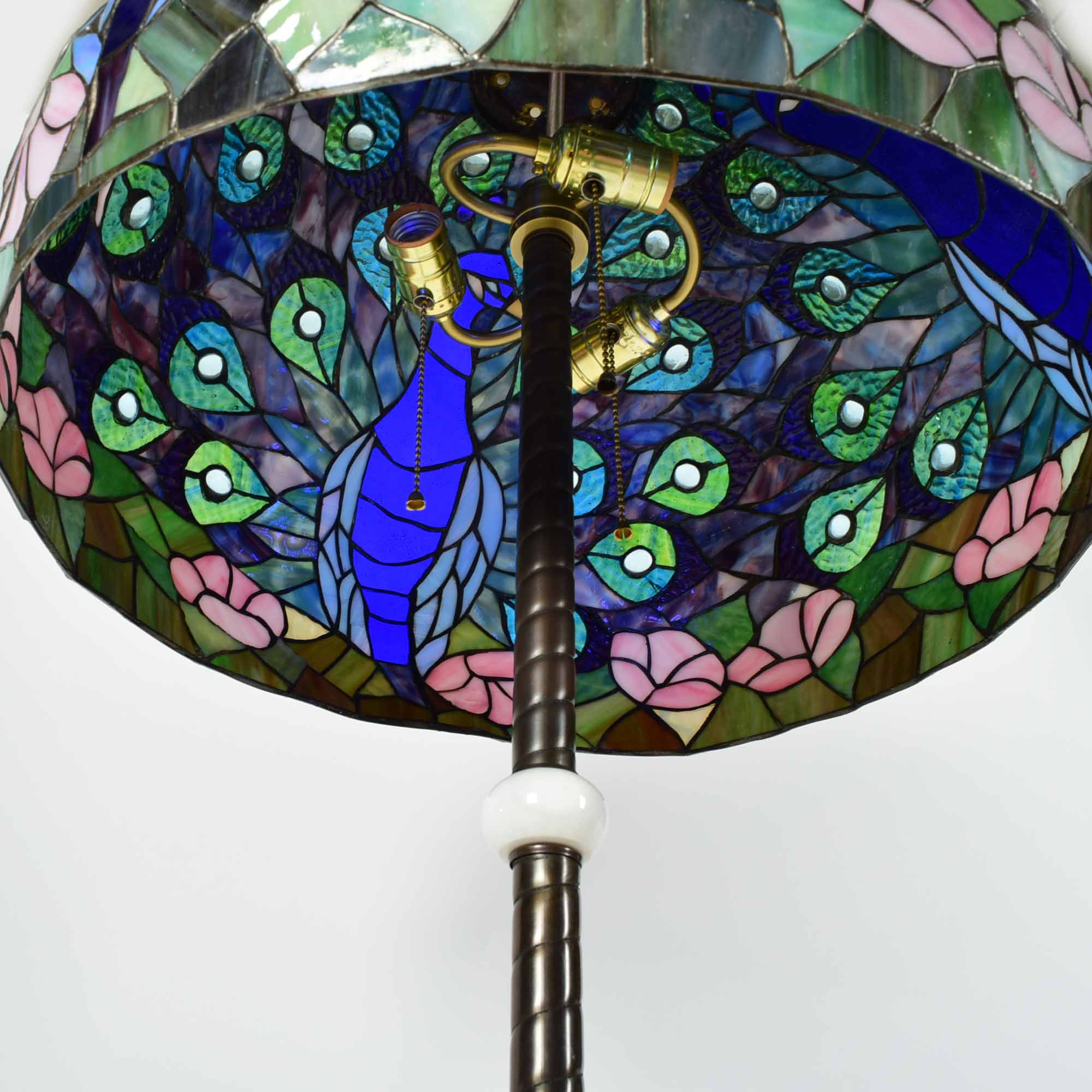 Tiffany Style Peacock Stained Glass Floor Lamp