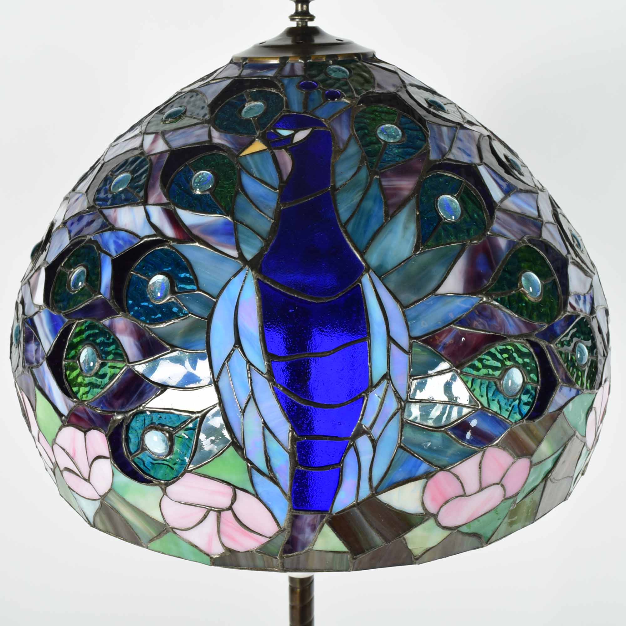 Tiffany Style Peacock Stained Glass Floor Lamp