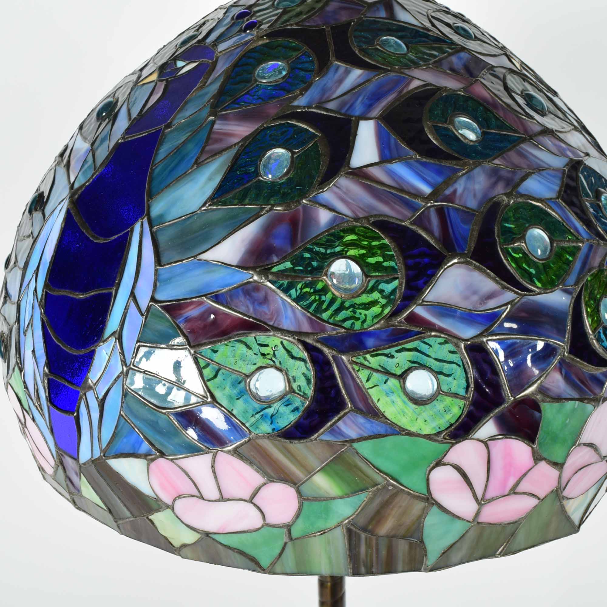 Tiffany Style Peacock Stained Glass Floor Lamp