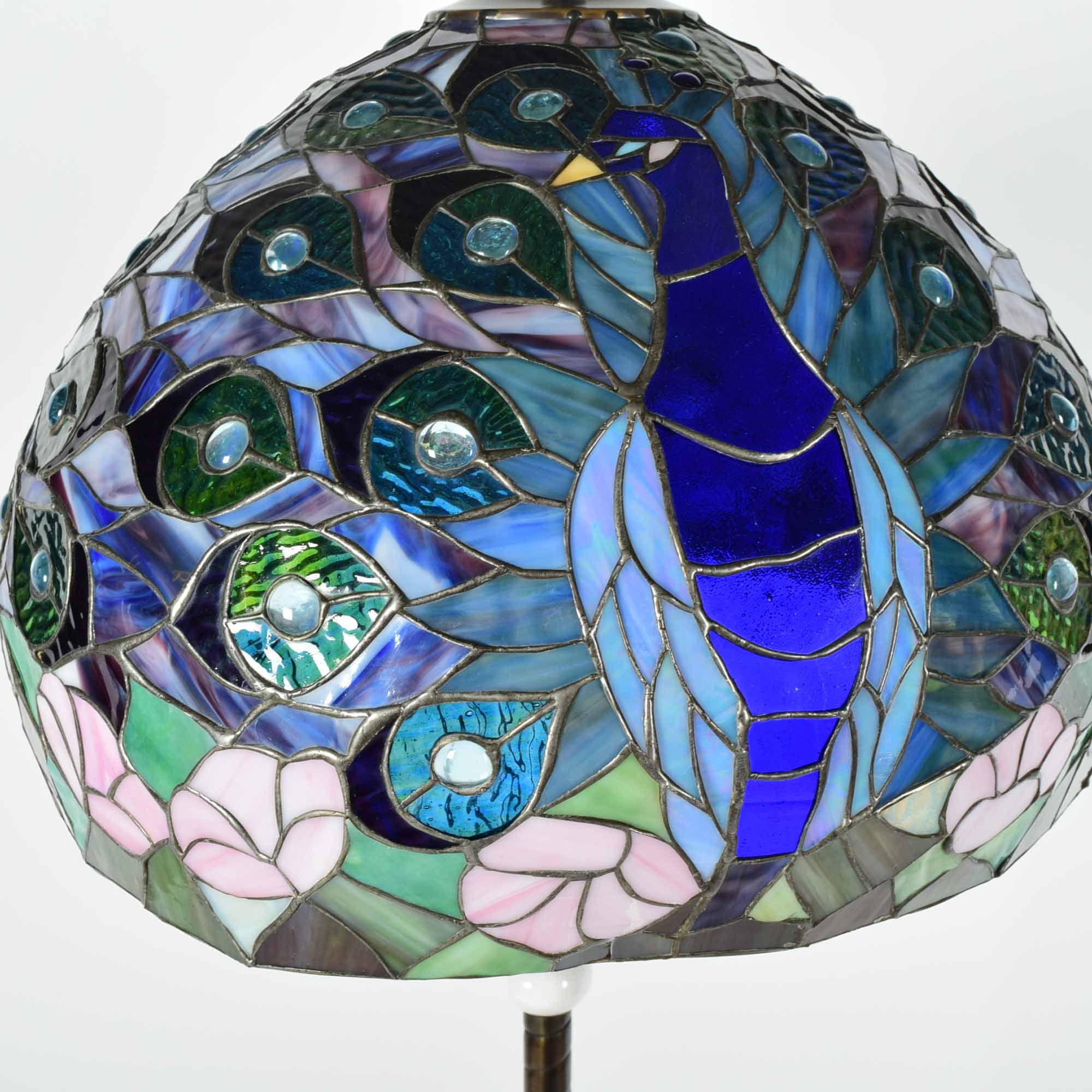 Tiffany Style Peacock Stained Glass Floor Lamp
