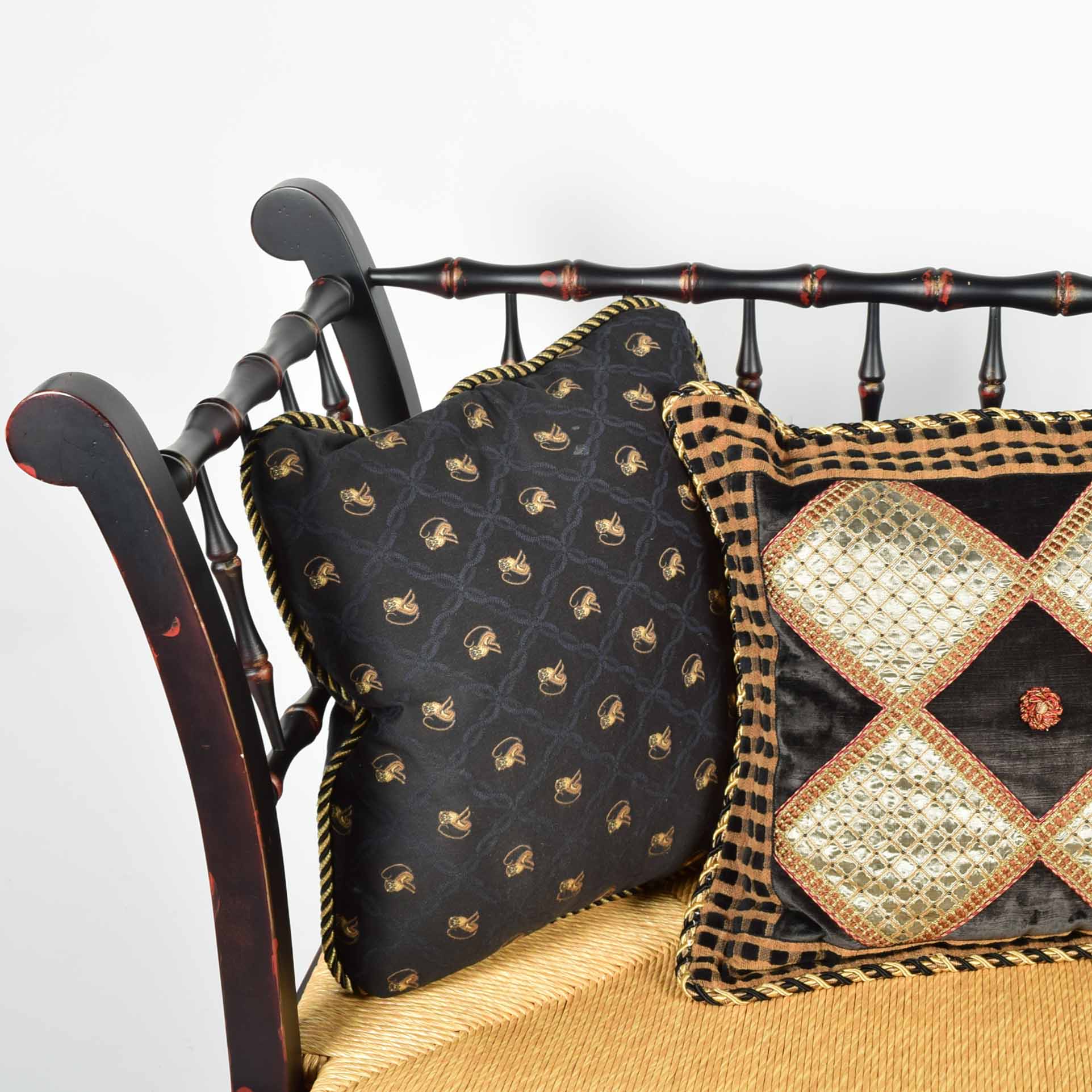 Rush Seat Country Chippendale Style Setee Bench