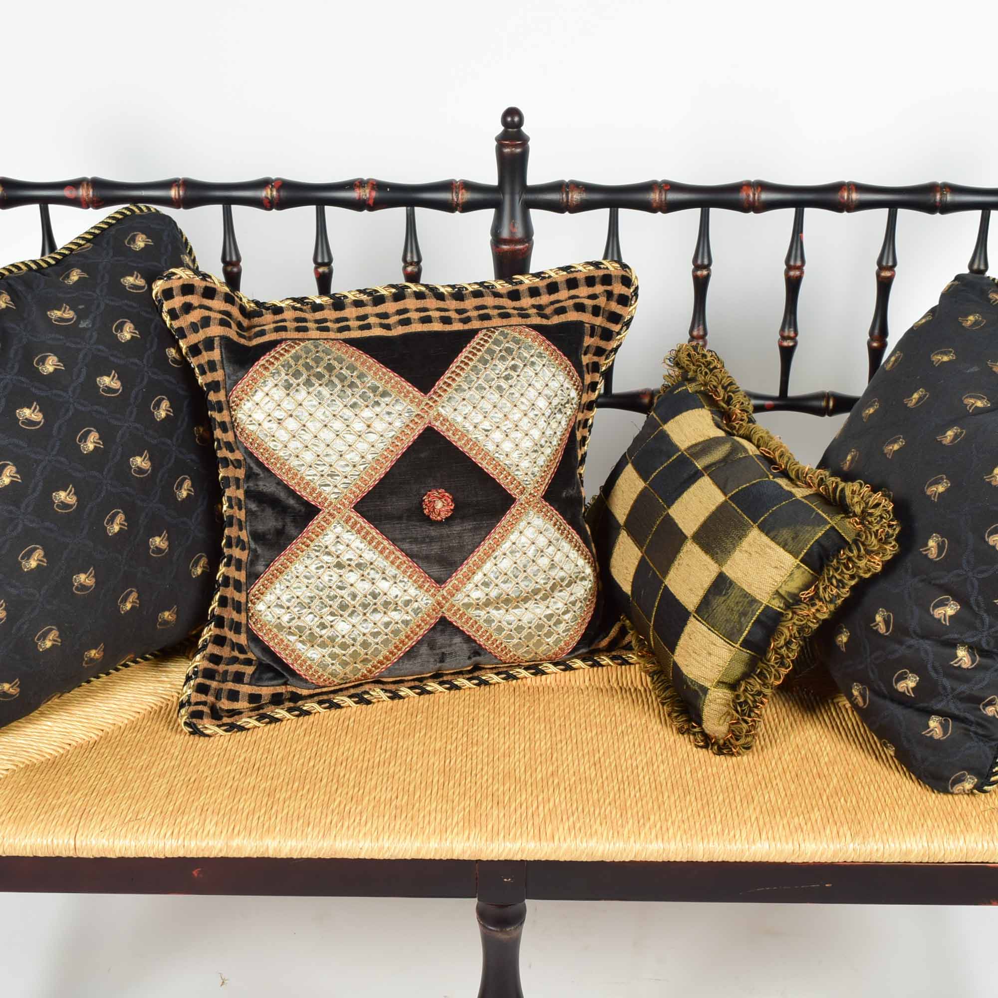 Rush Seat Country Chippendale Style Setee Bench