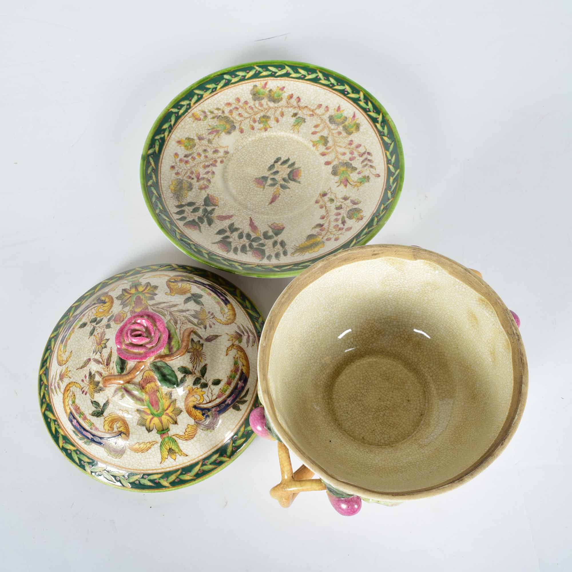 Hand-Painted Chinese Covered Bowl and Plate