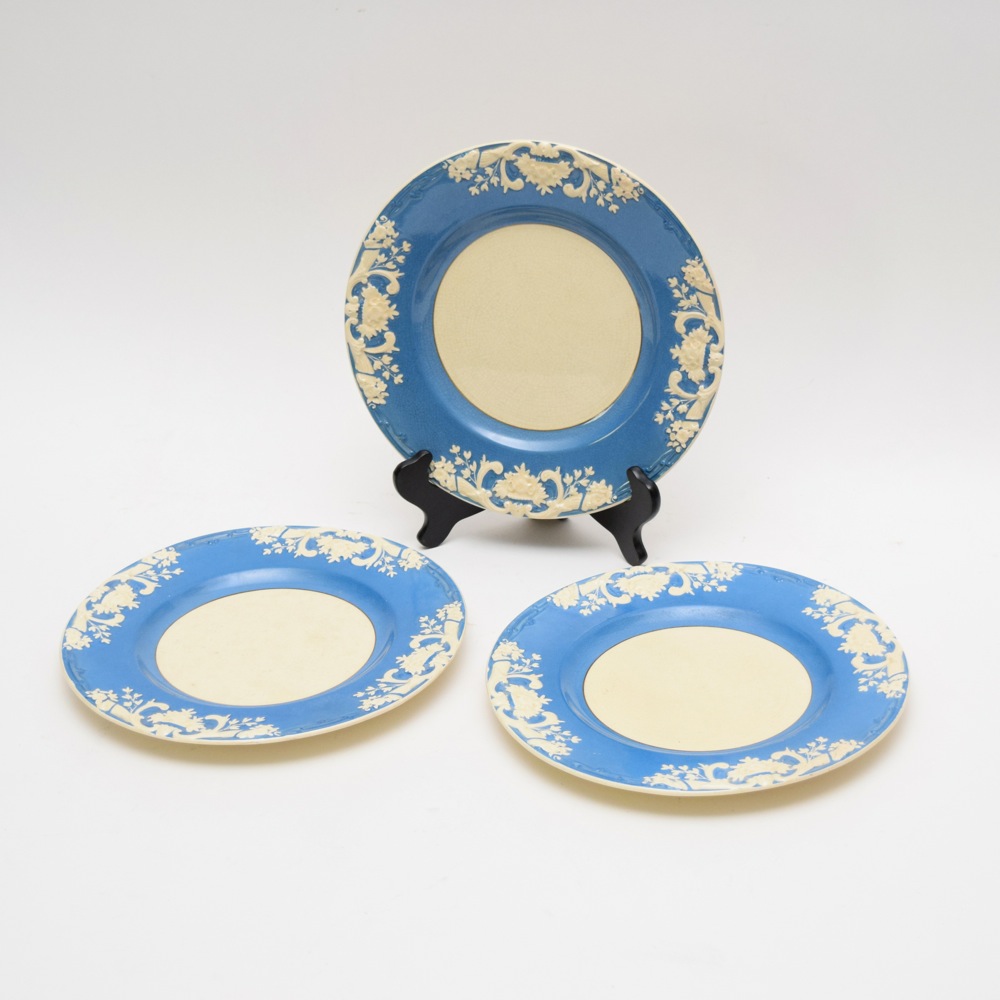 Three Antique George Jones and Sons Marlborough Plates