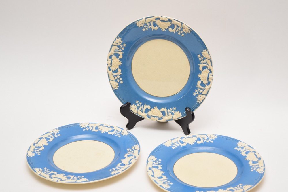 Three Antique George Jones and Sons Marlborough Plates