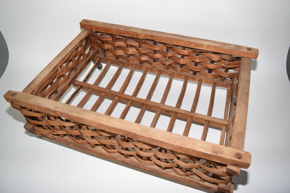 Vintage Oak Splint Basket on Casters