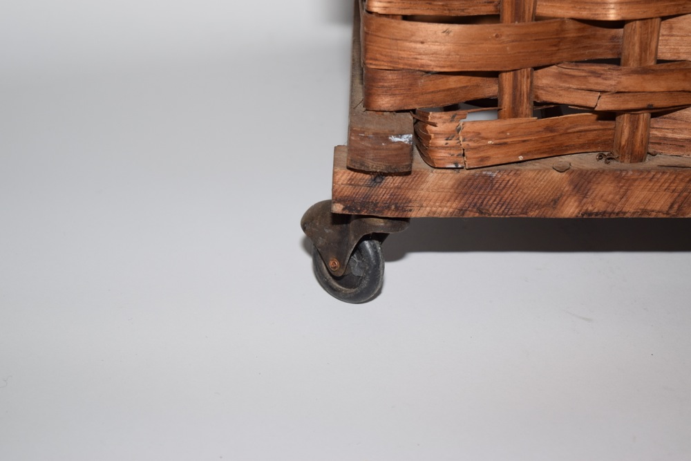 Vintage Oak Splint Basket on Casters