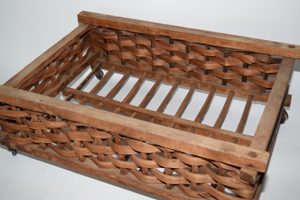 Vintage Oak Splint Basket on Casters