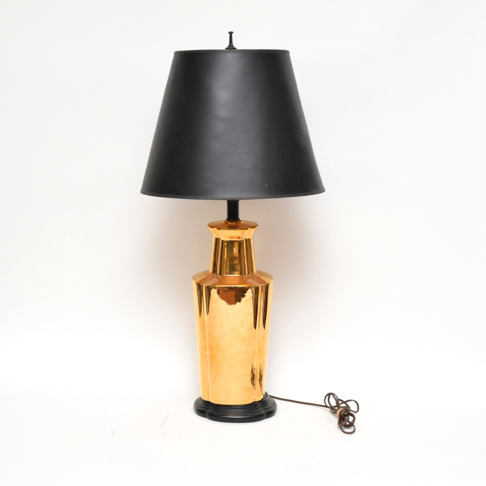 Large Gold And Black Tone Art Deco Style Lamp