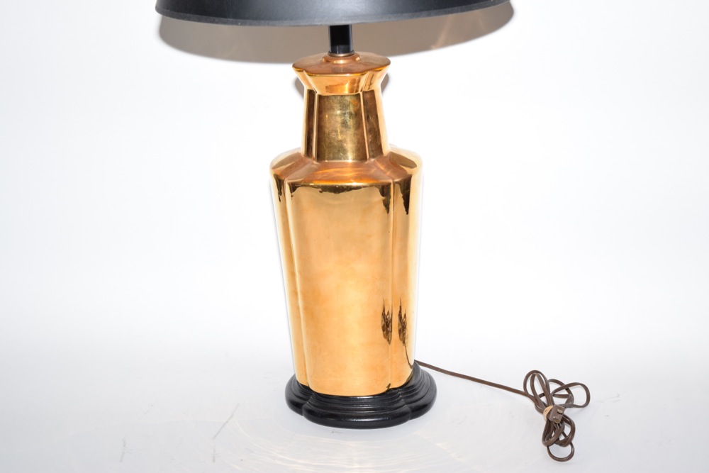 Large Gold And Black Tone Art Deco Style Lamp