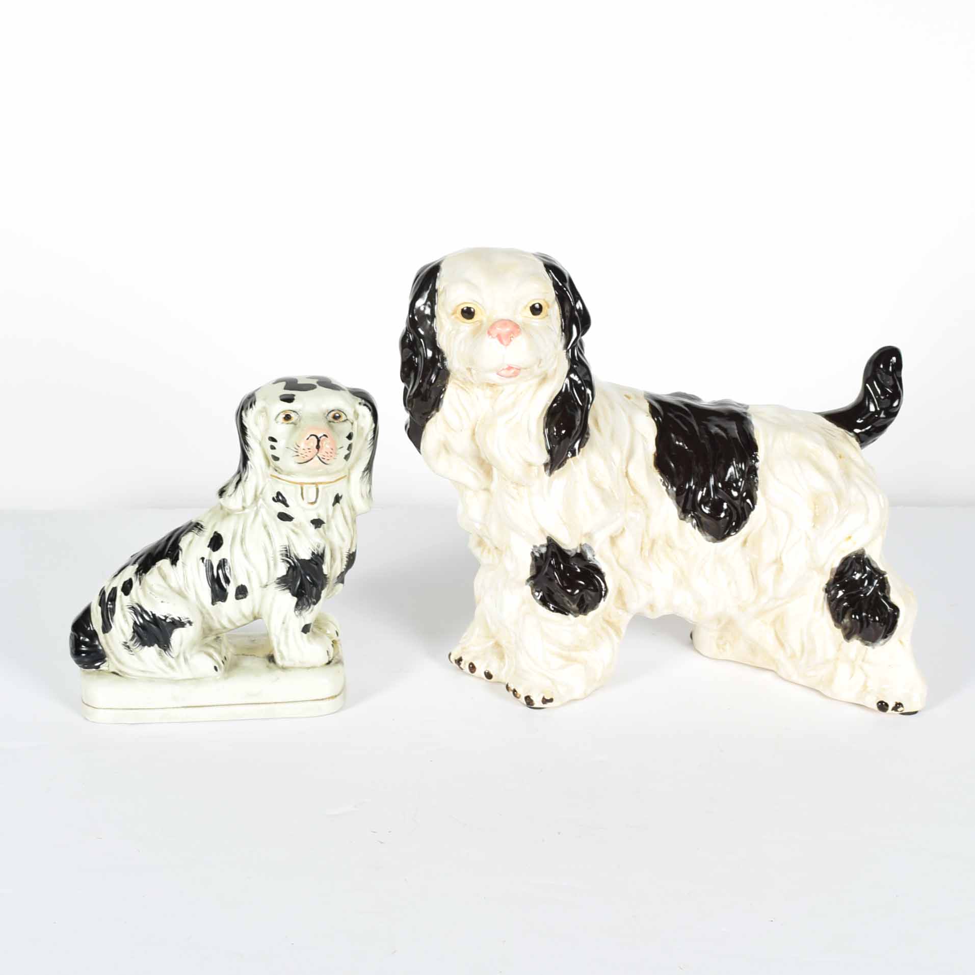 Spaniel Figurines in the Staffordshire Style Duo