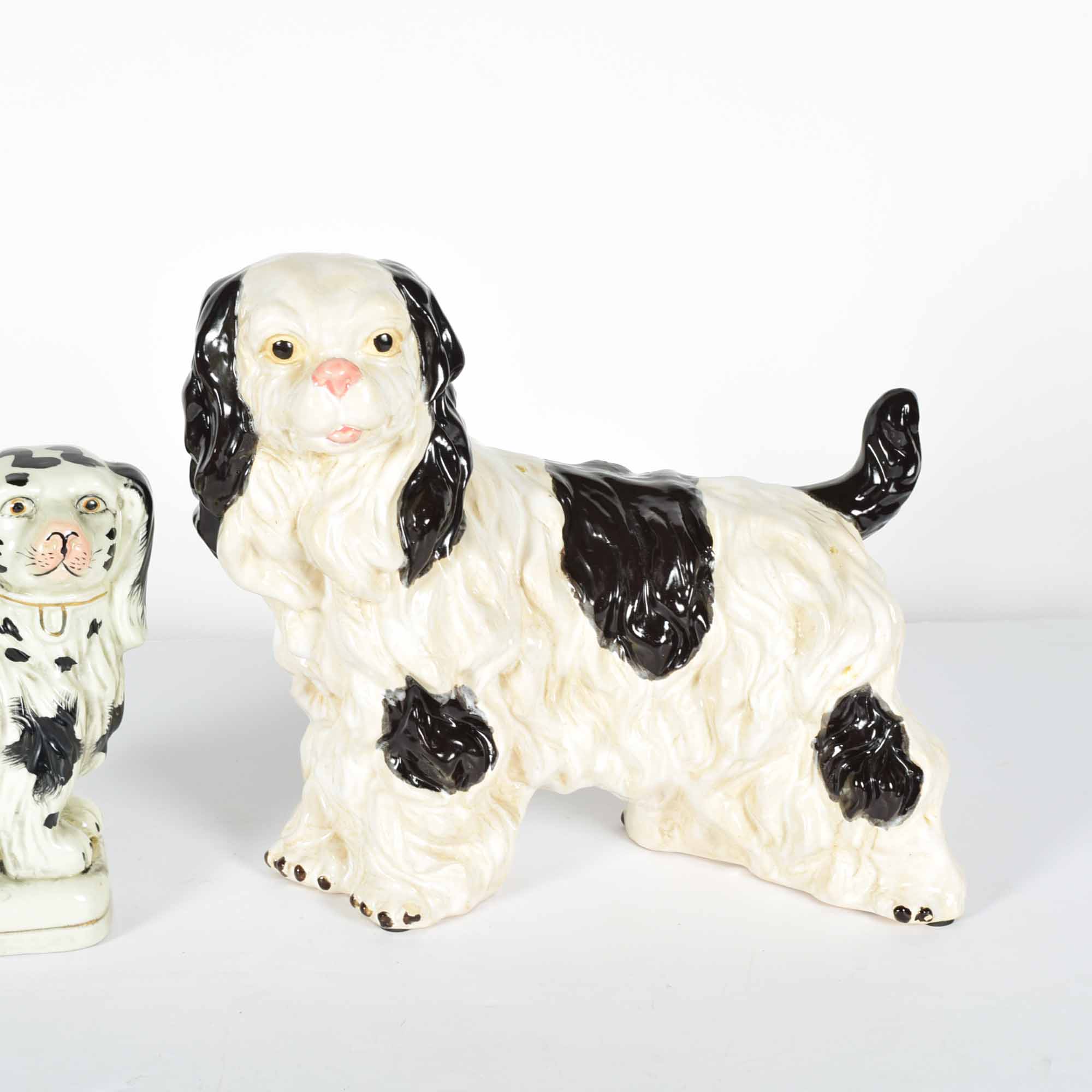 Spaniel Figurines in the Staffordshire Style Duo