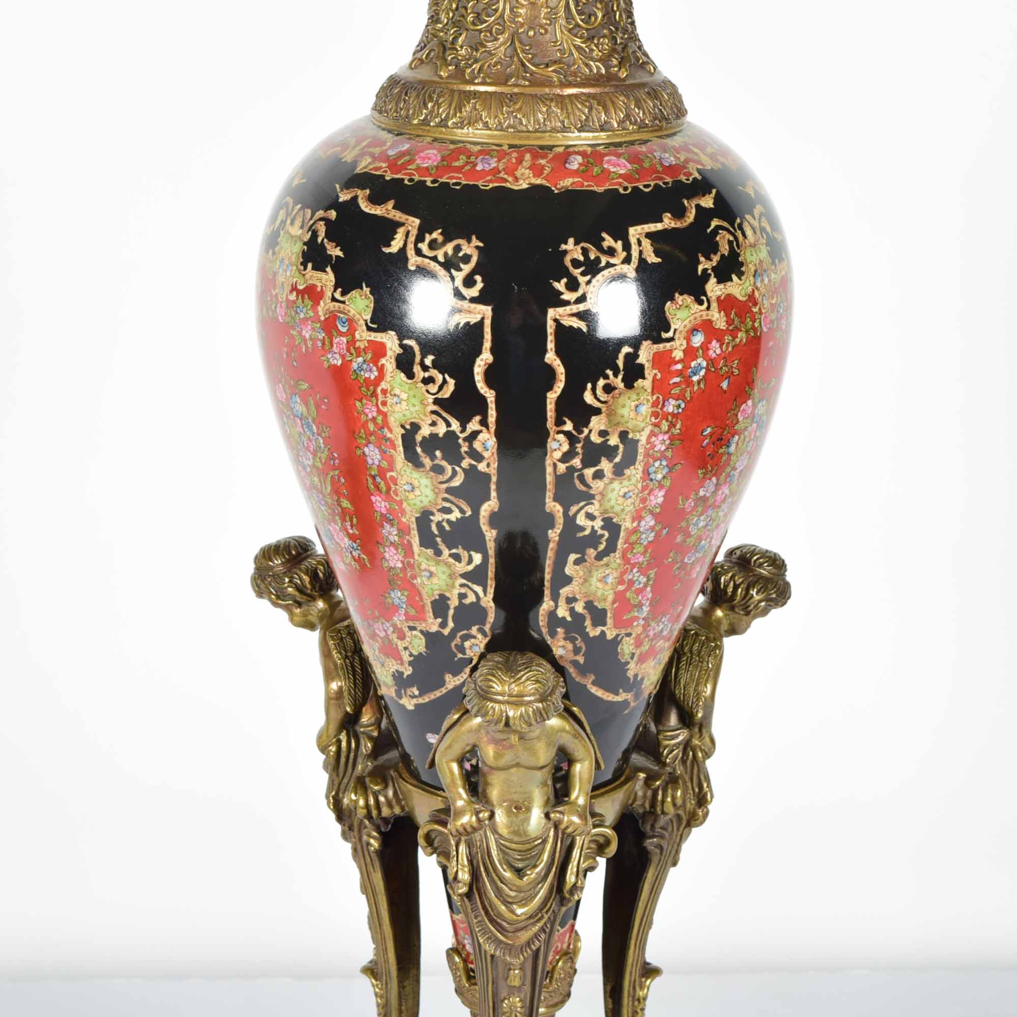 Ornate Amphora Vase and Ormolu Stand