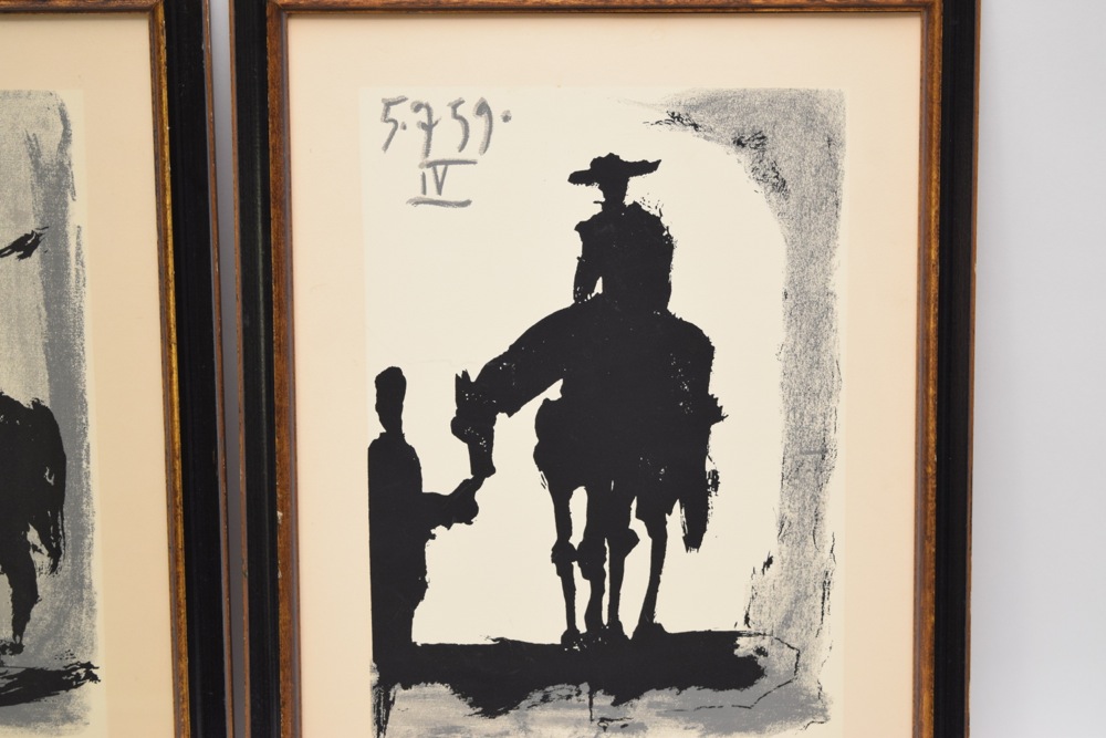 Two Framed Offset Lithographs After Picasso's Bullfight Series