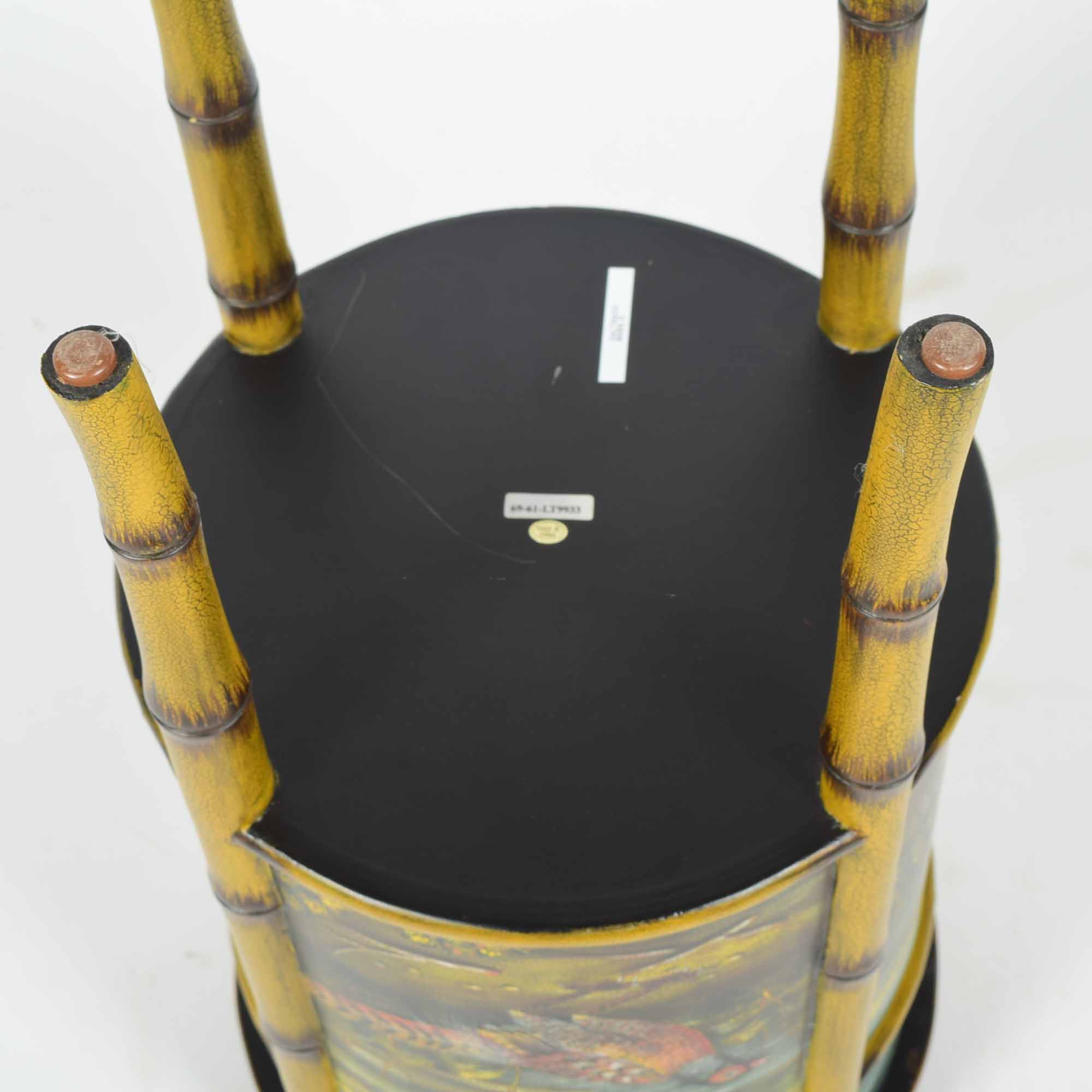 Hand-Painted Cylindrical Accent Table