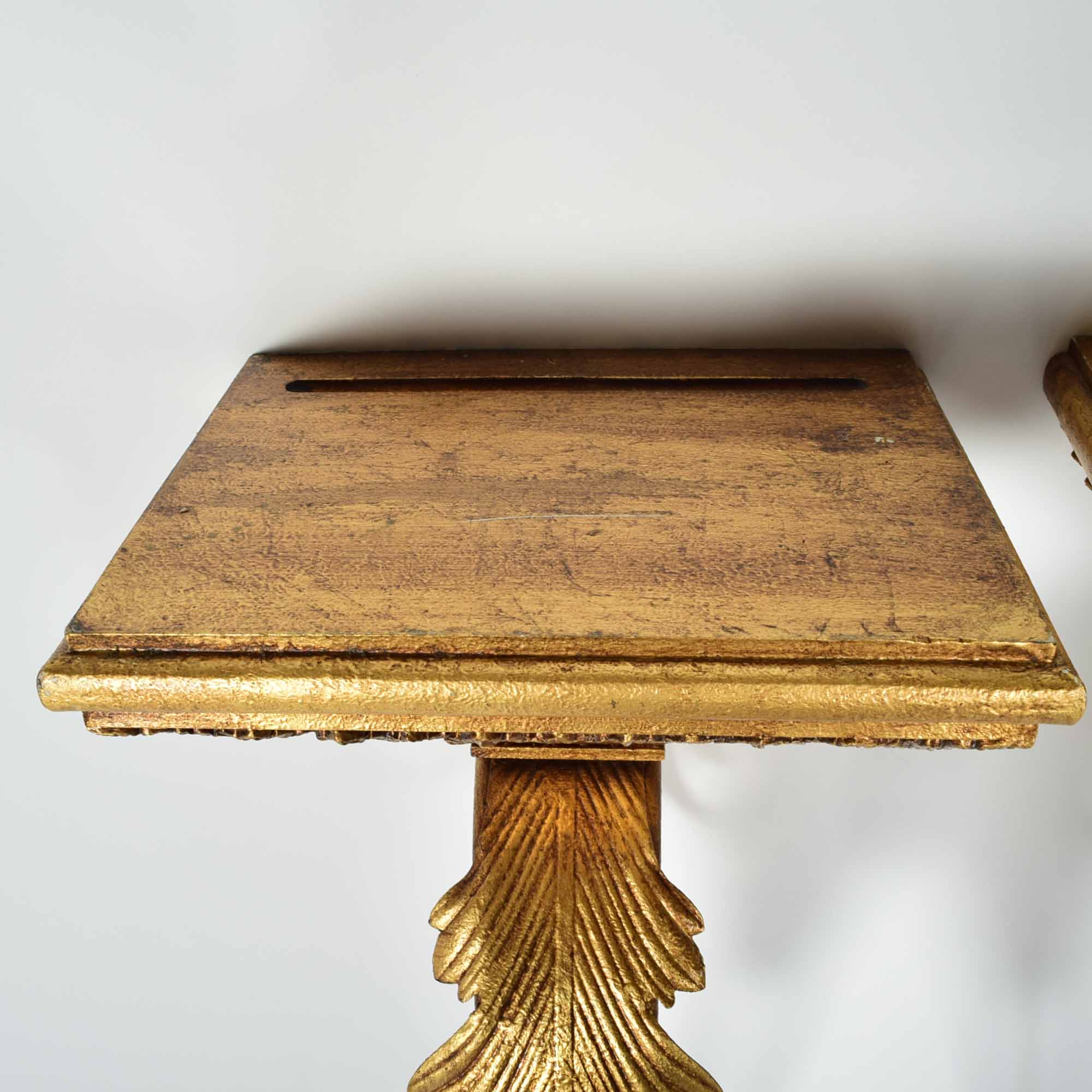 Gold Tone Sconce Hanging Plate Shelf Pair