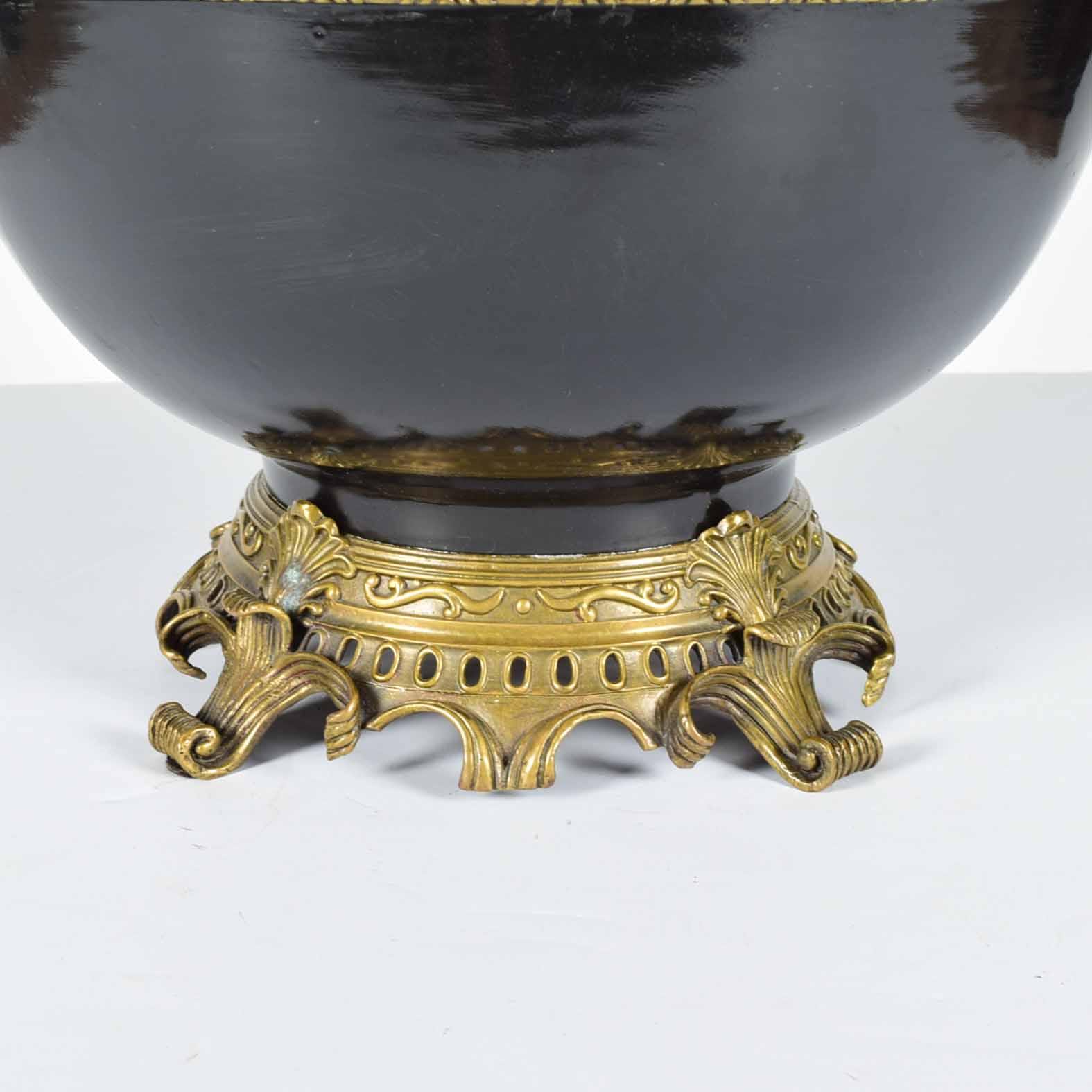 Large Black and Bronze Tone Metal Ormolu Bowl