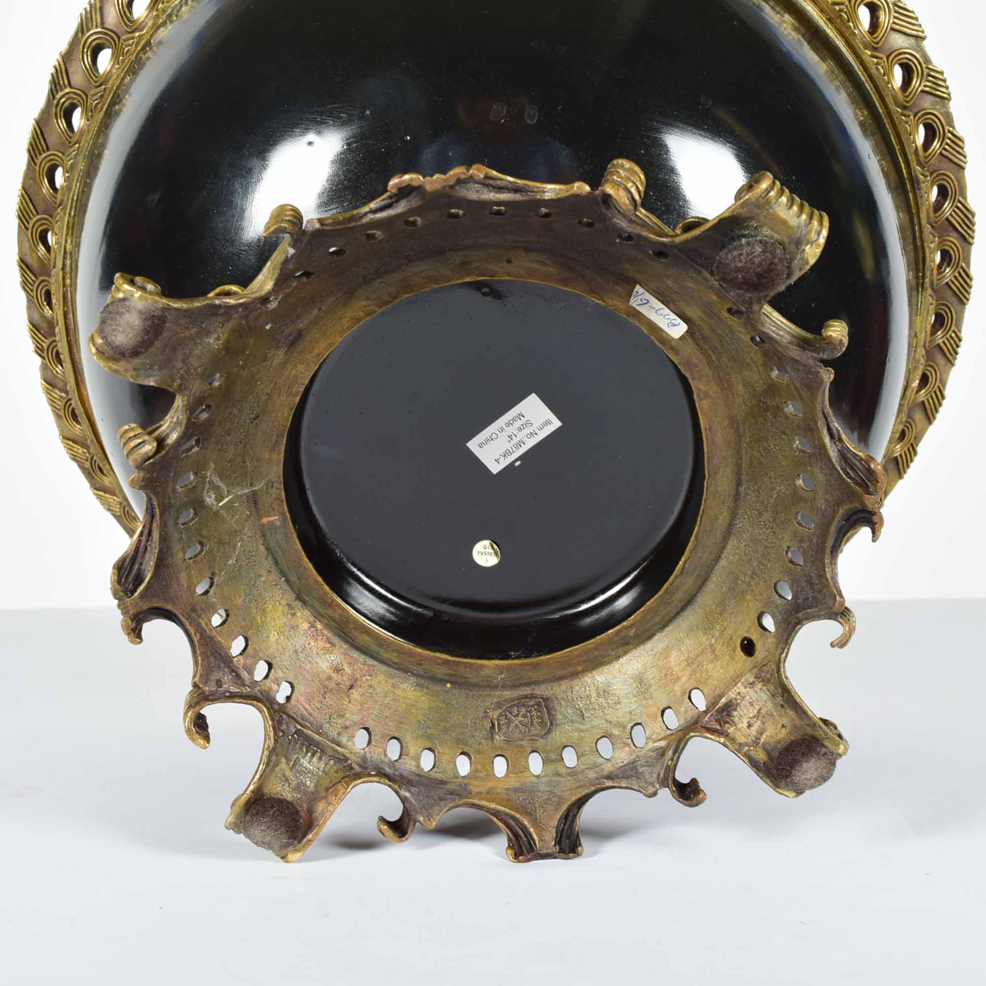 Large Black and Bronze Tone Metal Ormolu Bowl