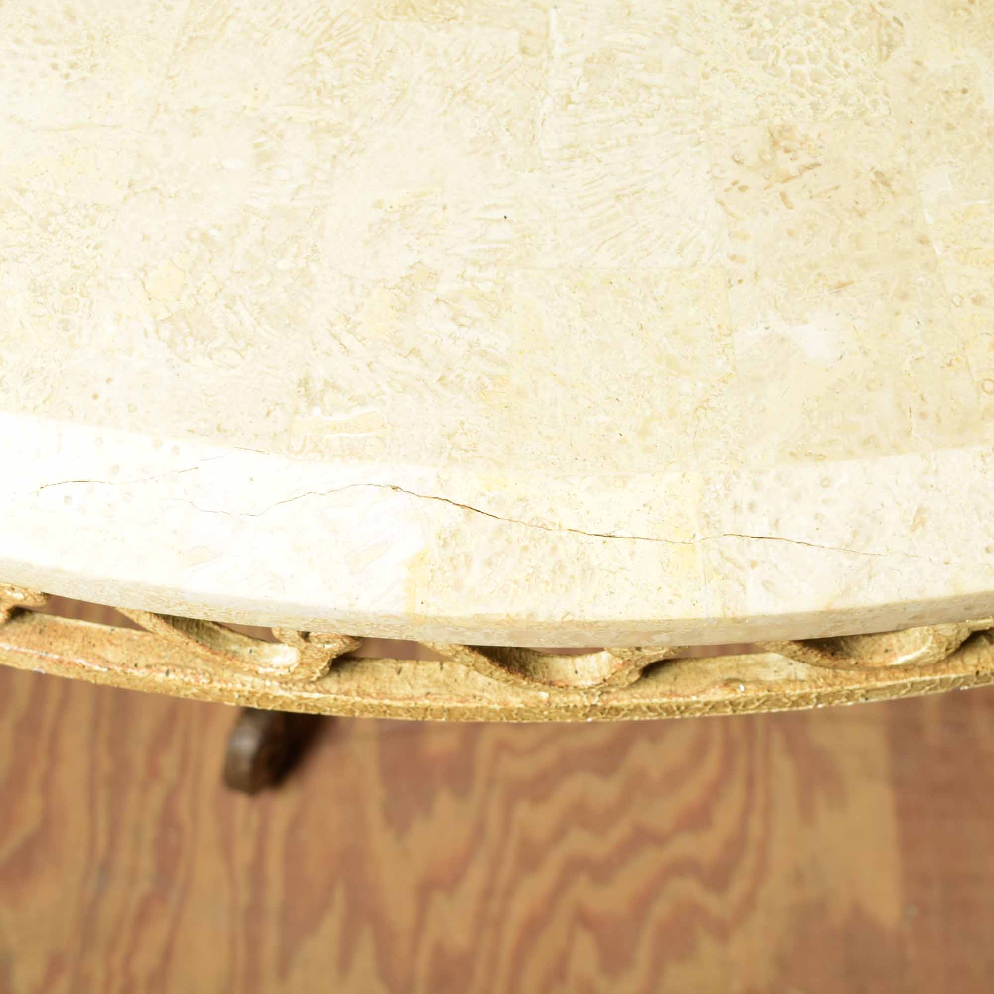 Marble Look and Wrought Iron Starburst Inlay Table and Four Chairs