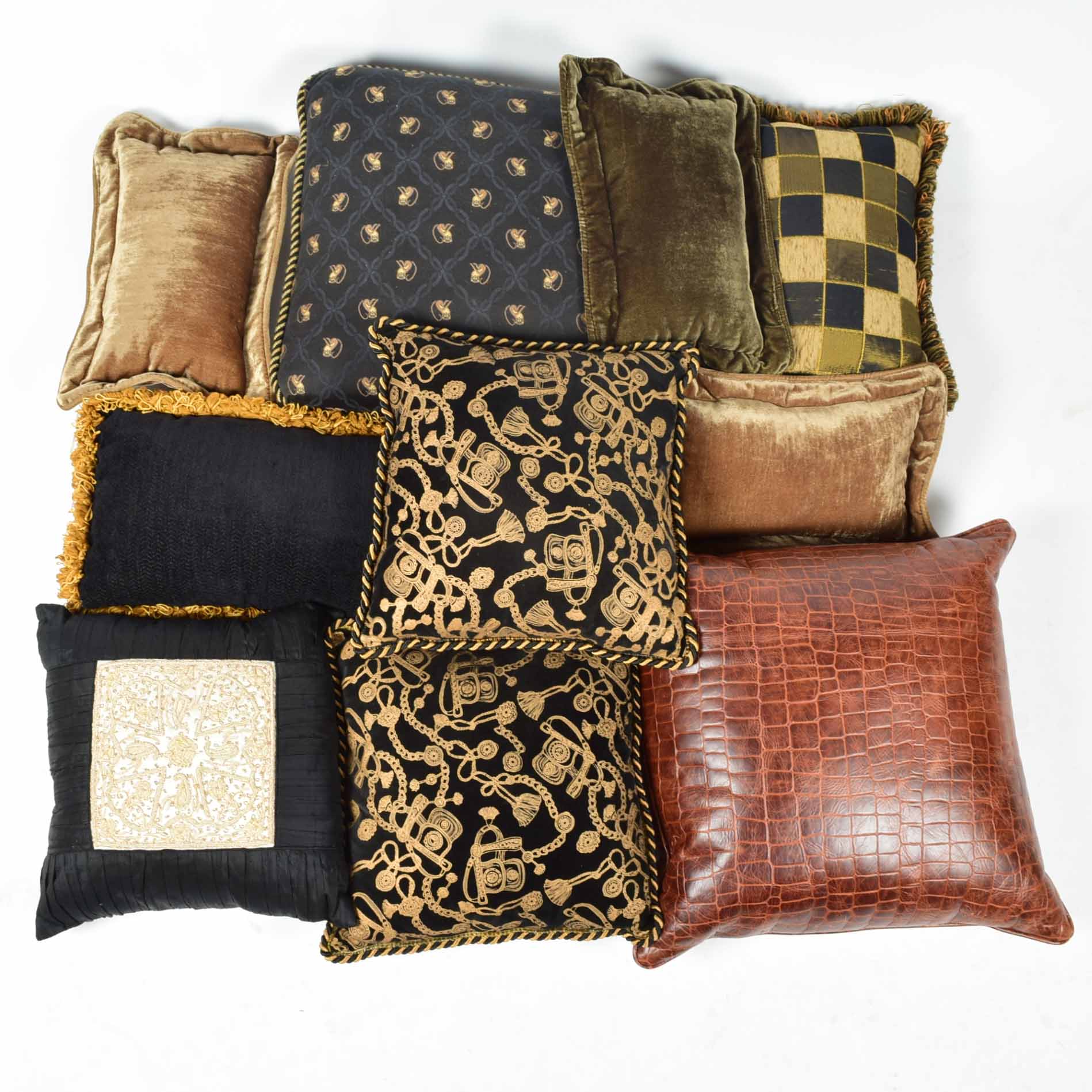 Black, Brown and Gold Tone Pillow Assortment