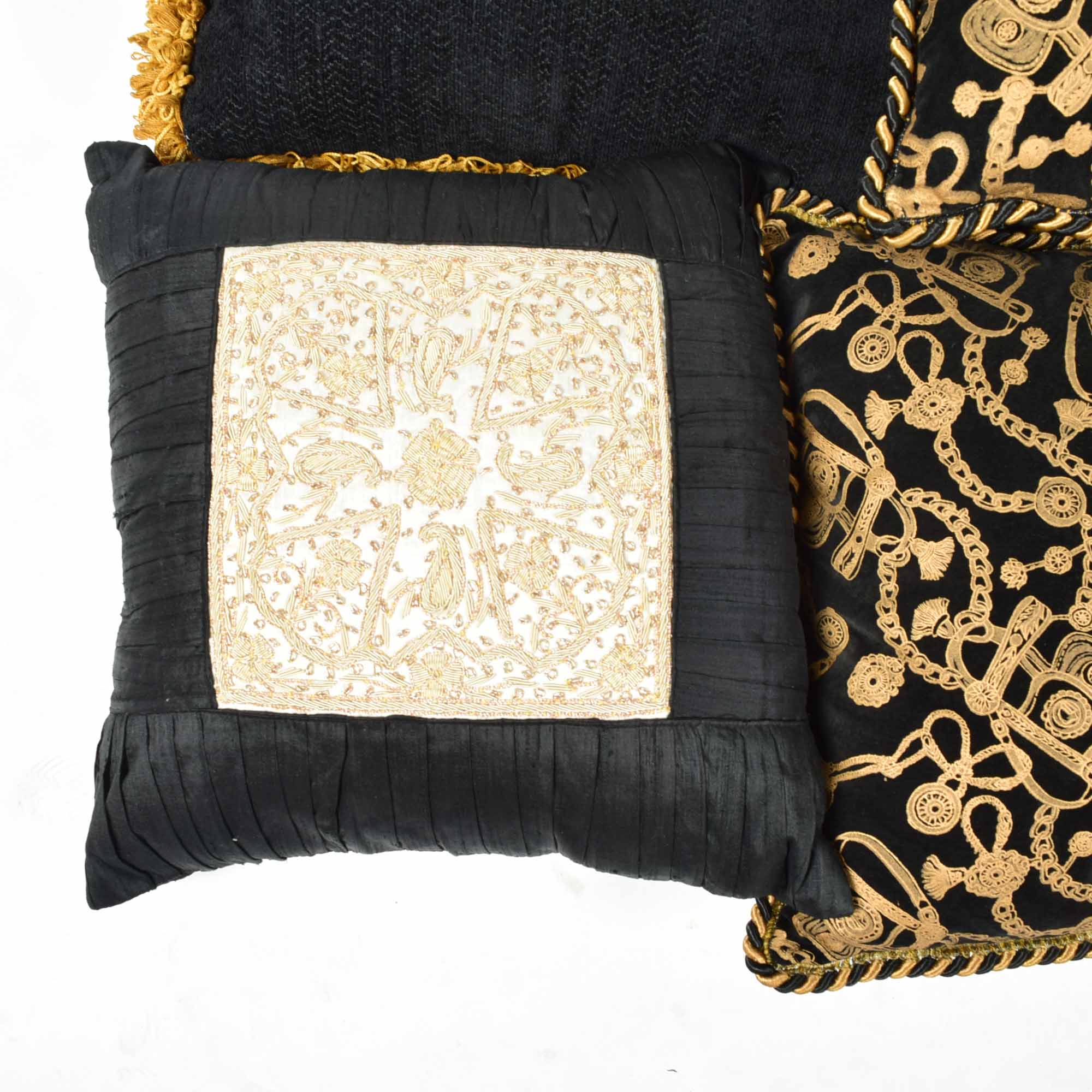 Black, Brown and Gold Tone Pillow Assortment