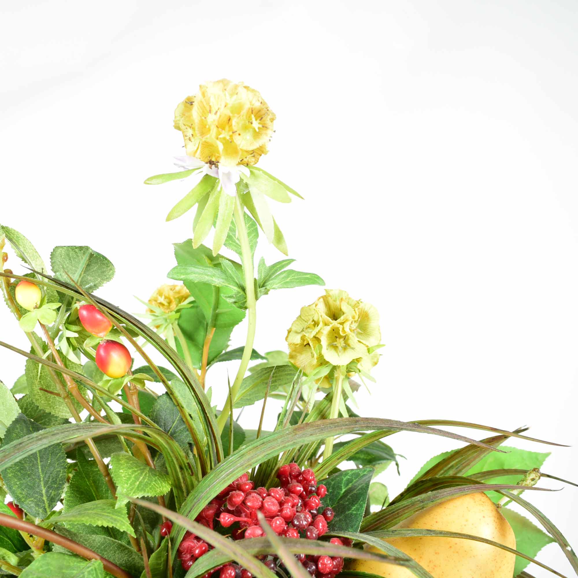 Raymond Waites Hand-Painted Bowl and Faux Floral Arrangement