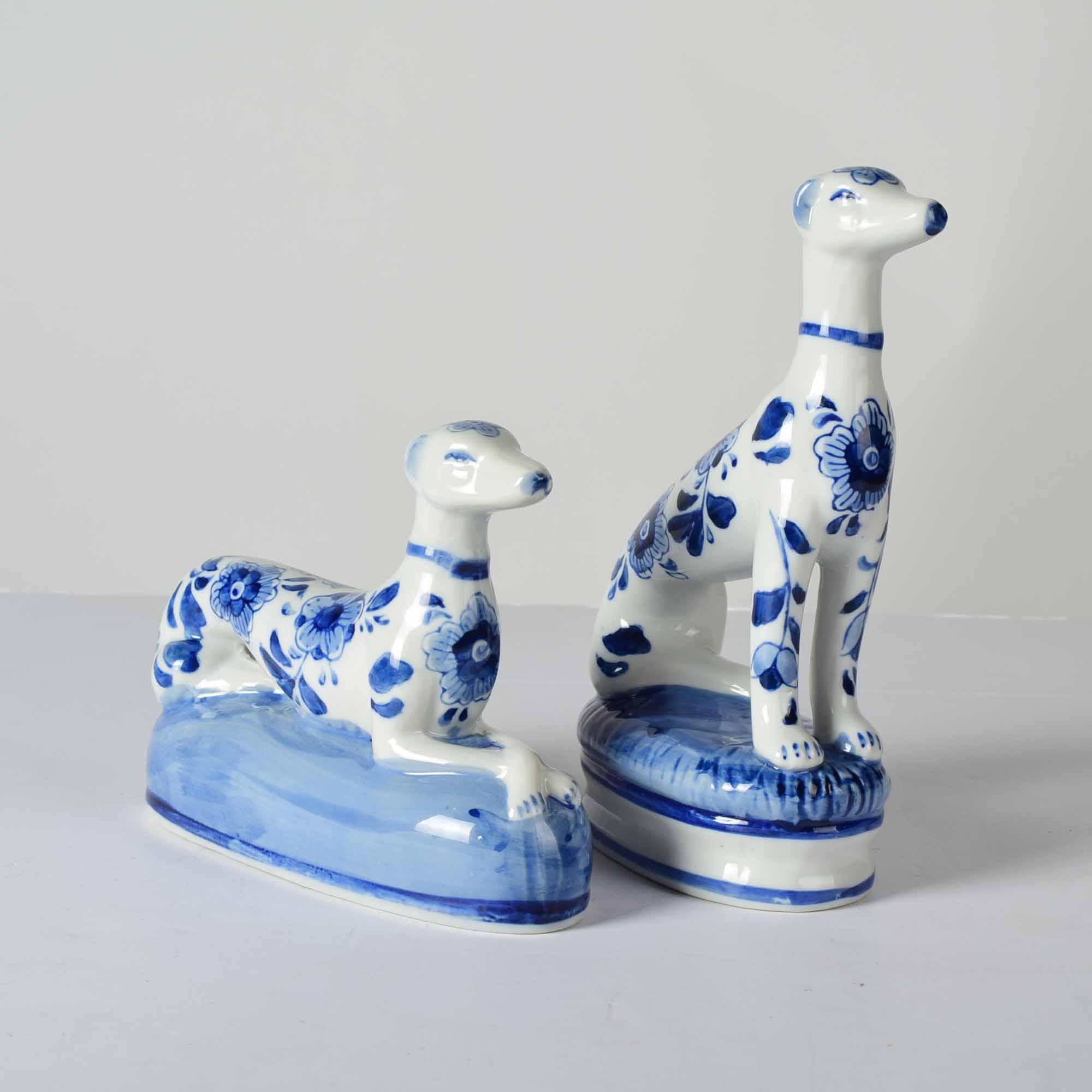 Centrum Greyhound Dog Delft Pottery Pair