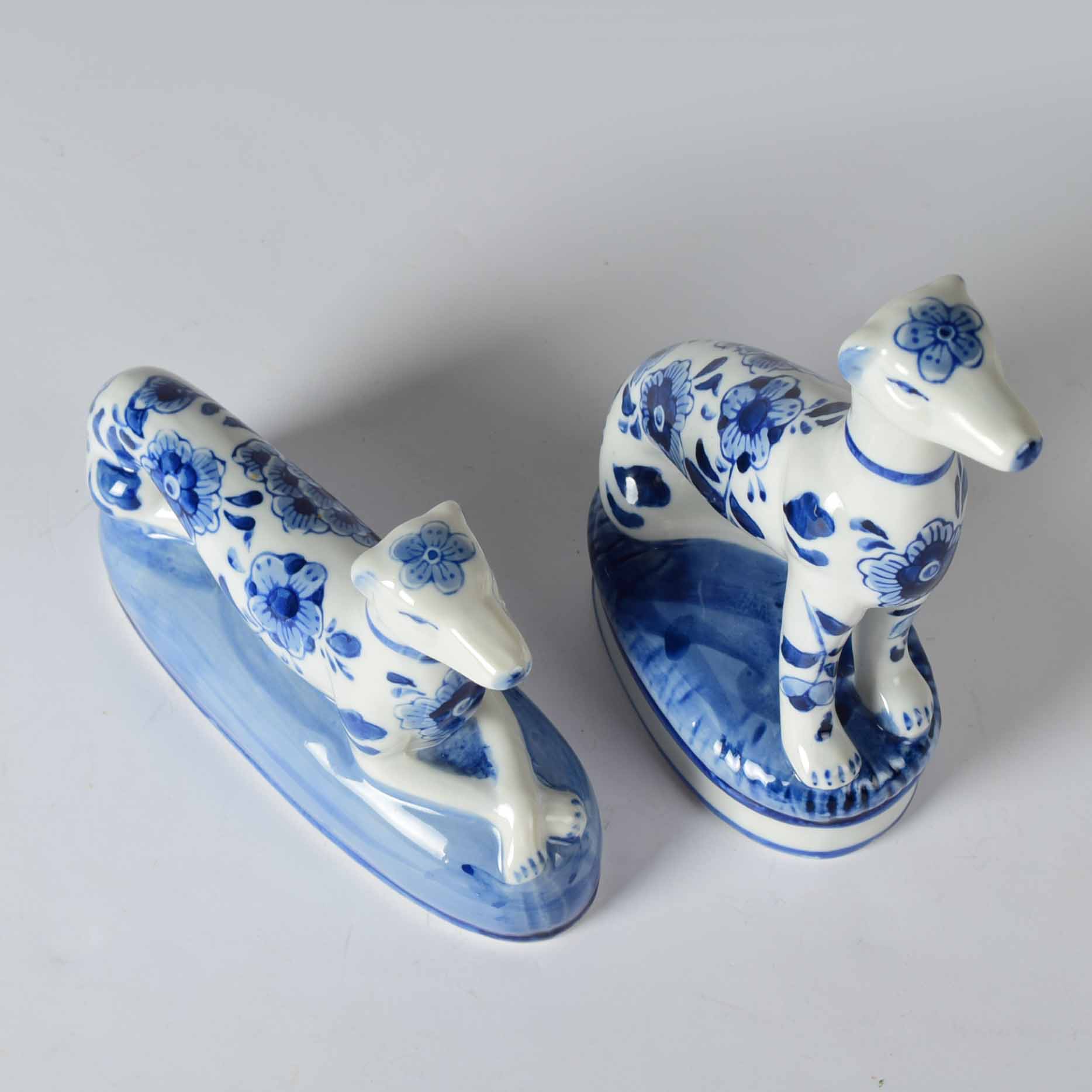 Centrum Greyhound Dog Delft Pottery Pair