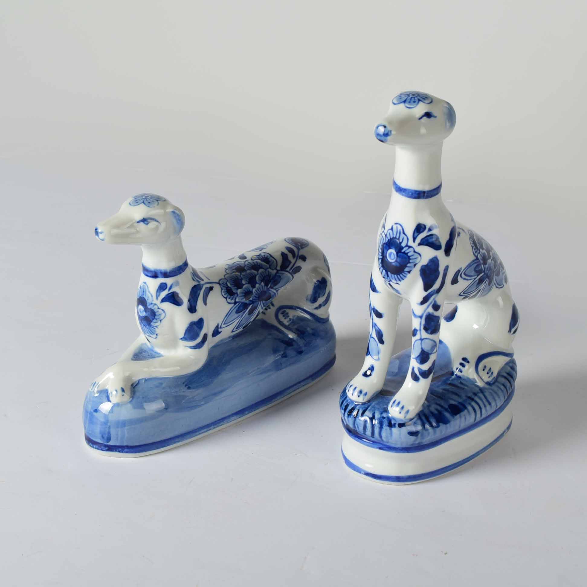 Centrum Greyhound Dog Delft Pottery Pair