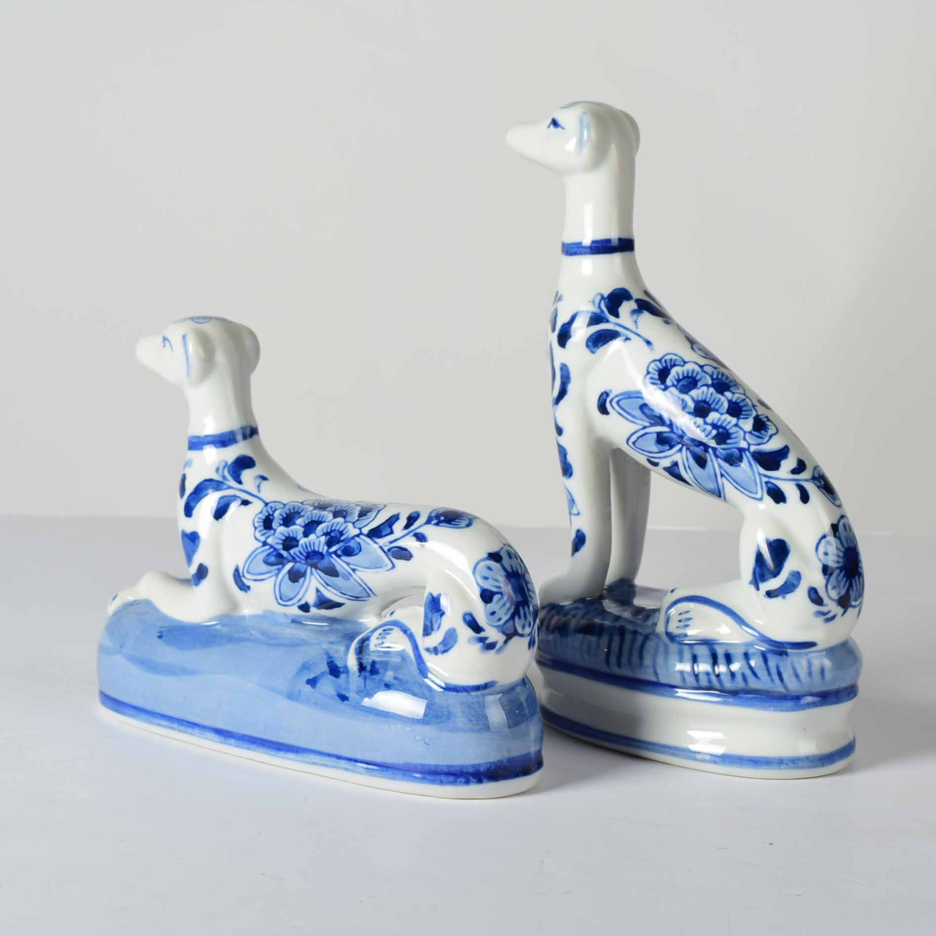 Centrum Greyhound Dog Delft Pottery Pair