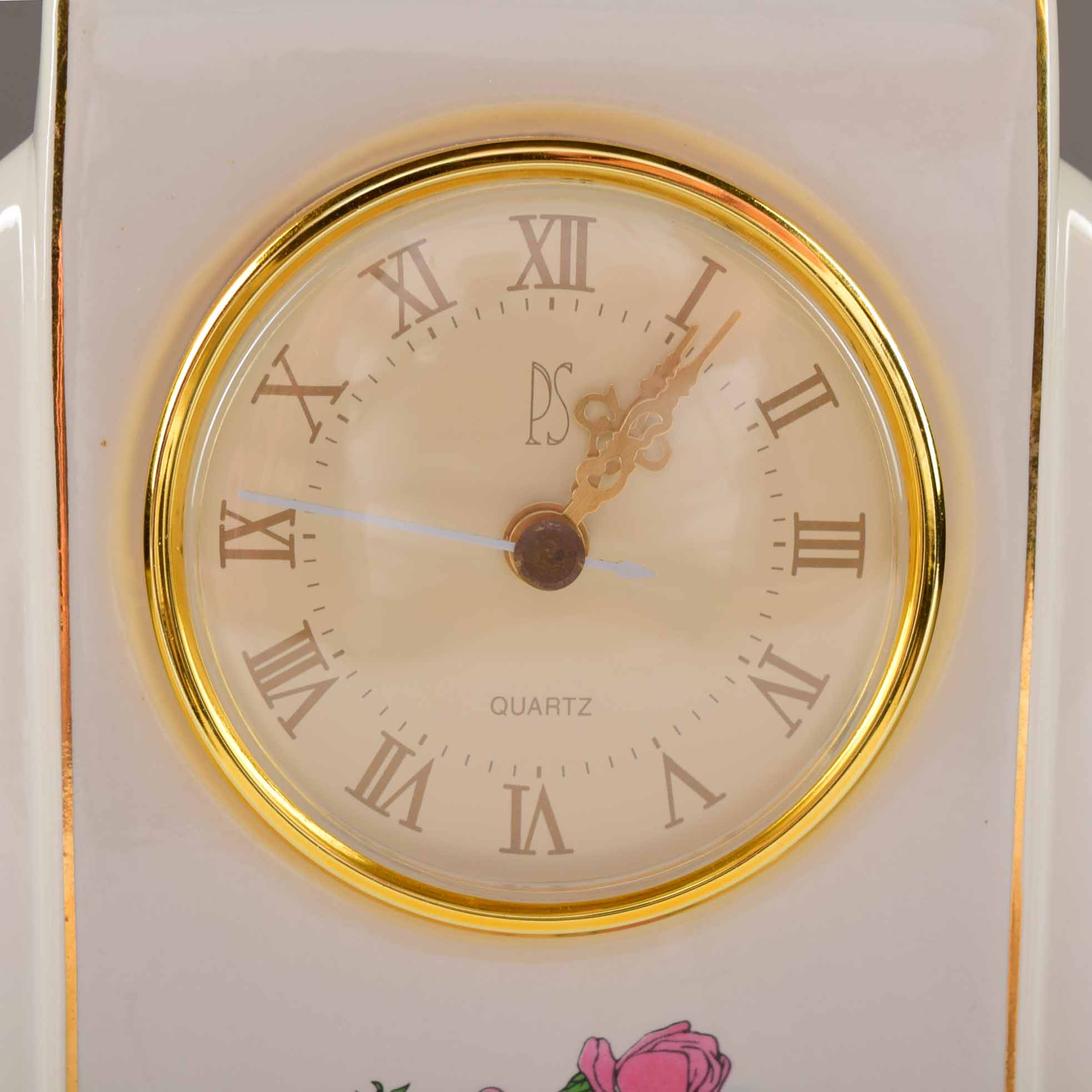 Rose Detailed Shelf Clocks and Trinket Box