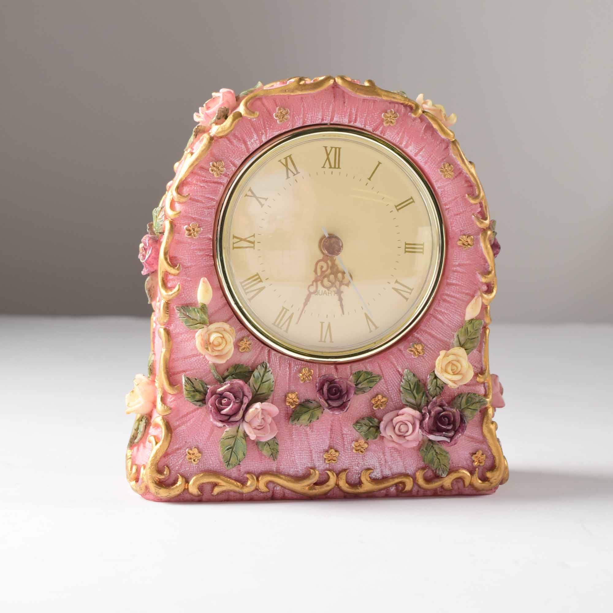 Rose Detailed Shelf Clocks and Trinket Box