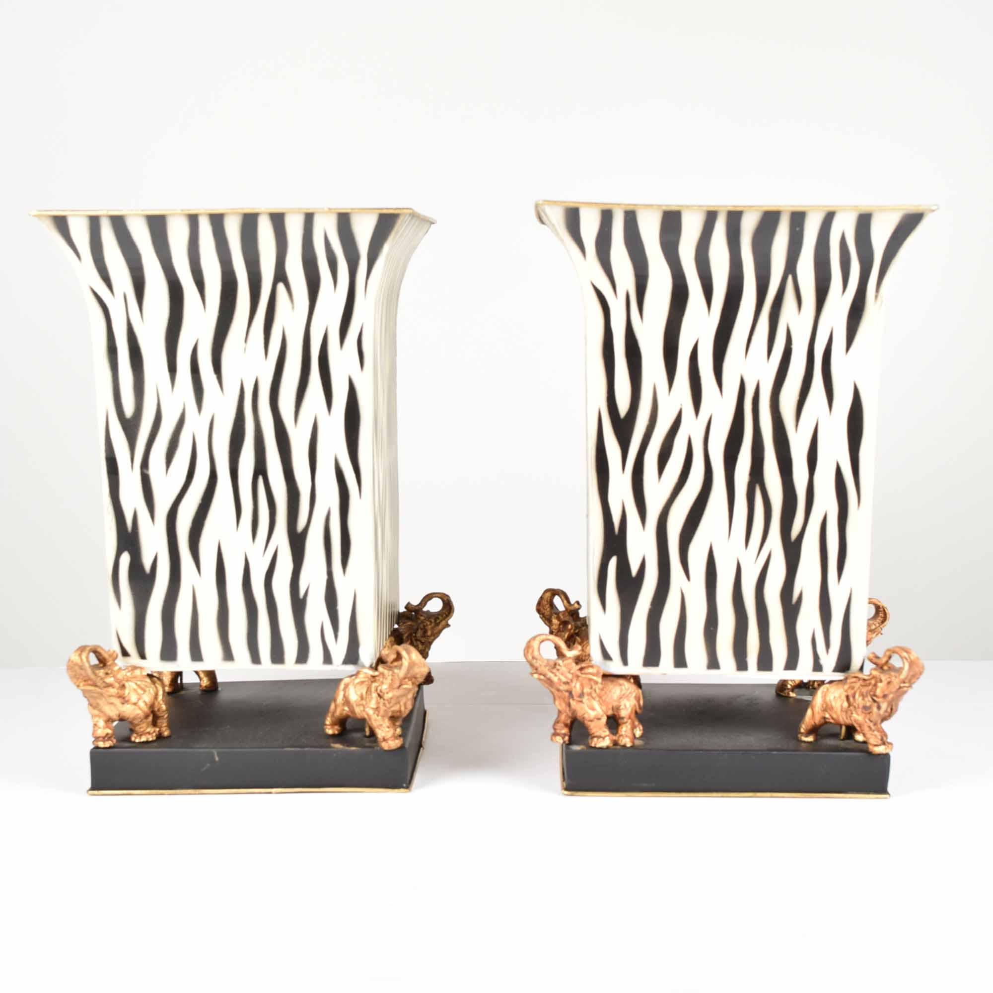 Zebra Print Planter Pair