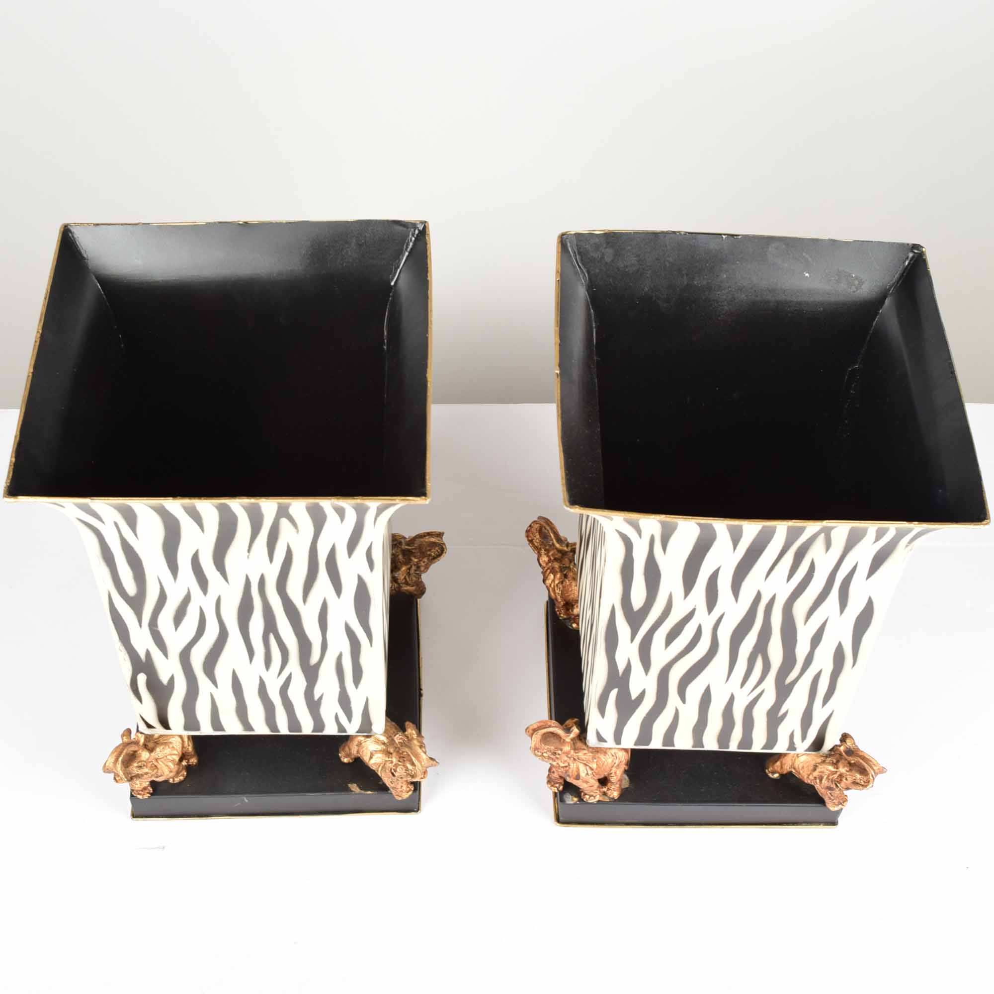Zebra Print Planter Pair