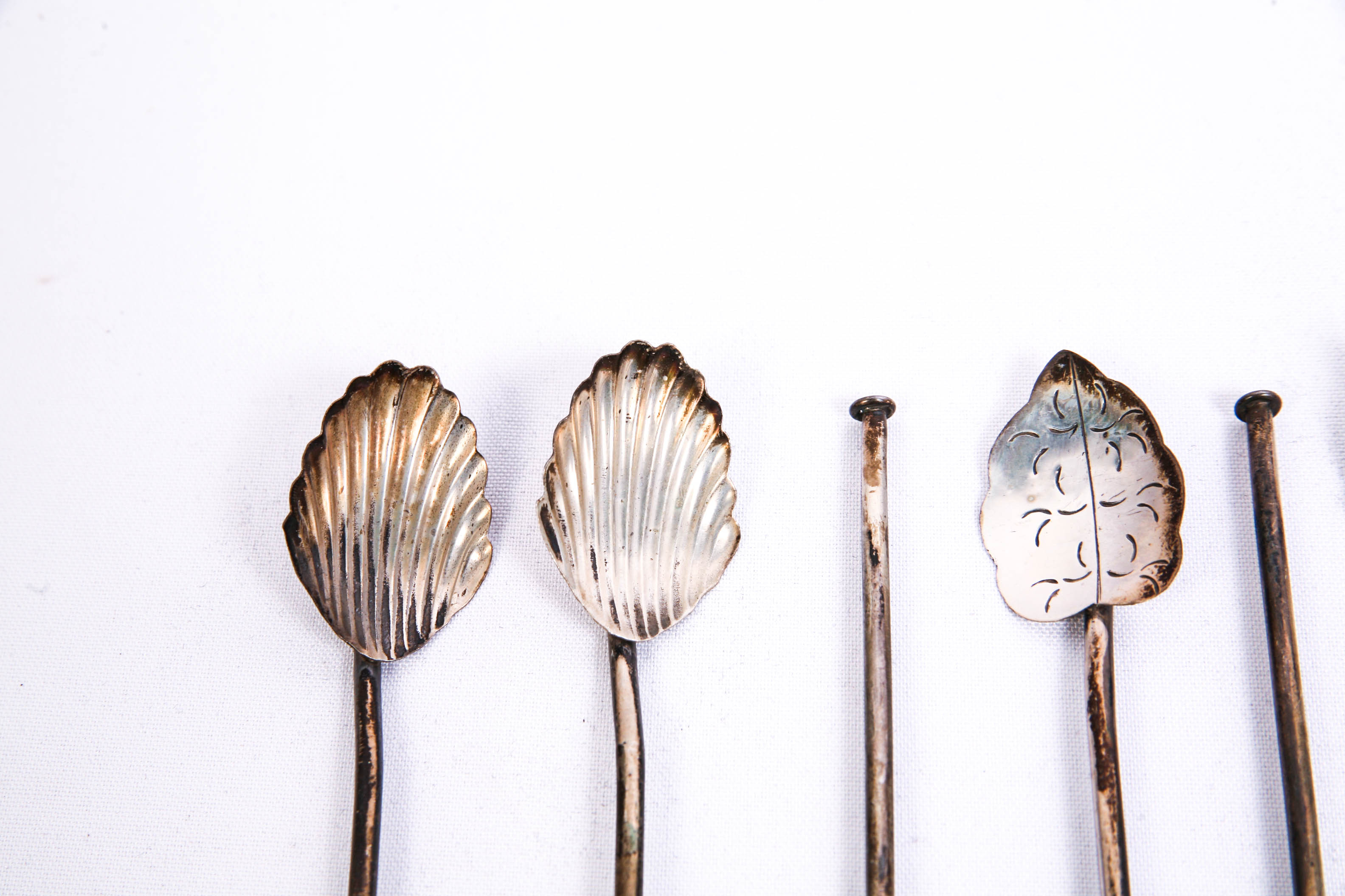 Antique Sterling Silver Straws and Olive Spoon